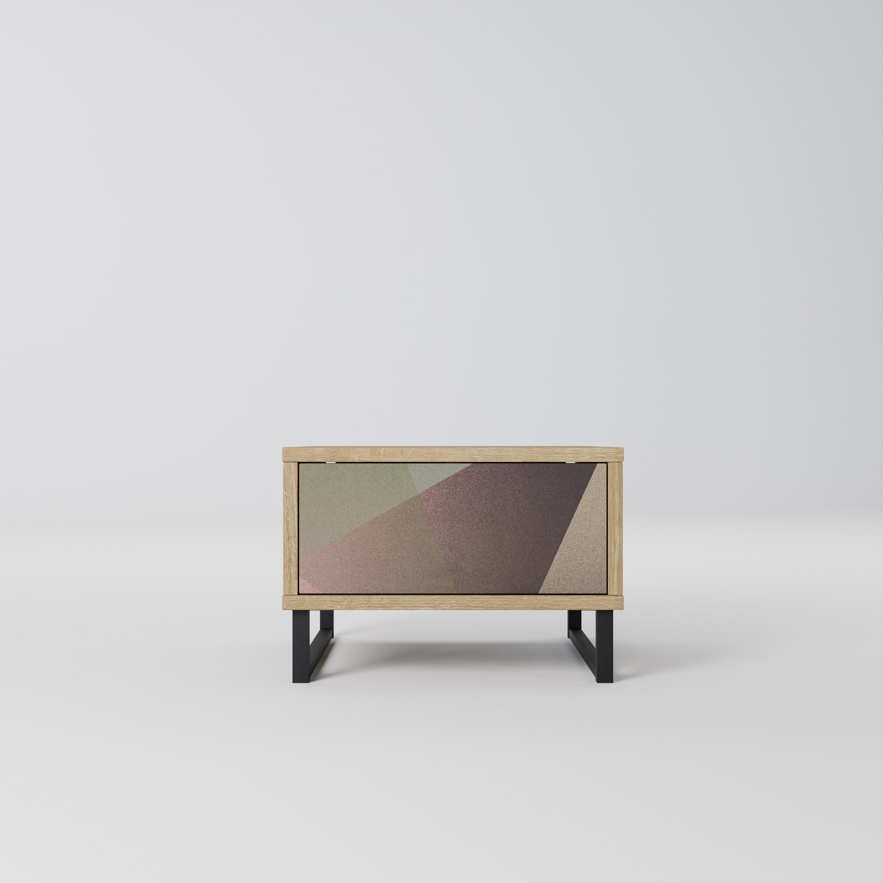 BEIGE GEOMETRY Nachttisch in Eichenoptik