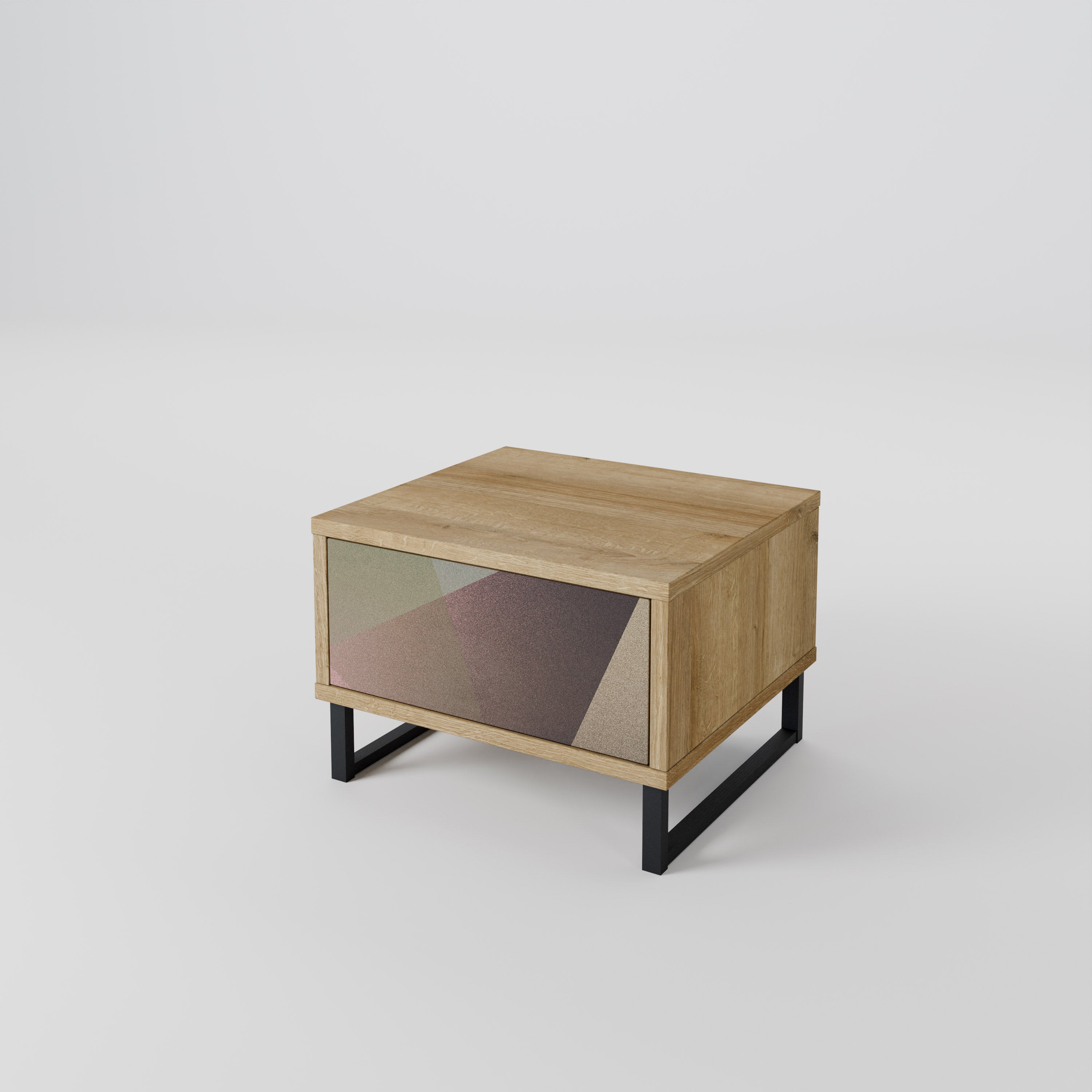 BEIGE GEOMETRY Nachttisch in Eichenoptik