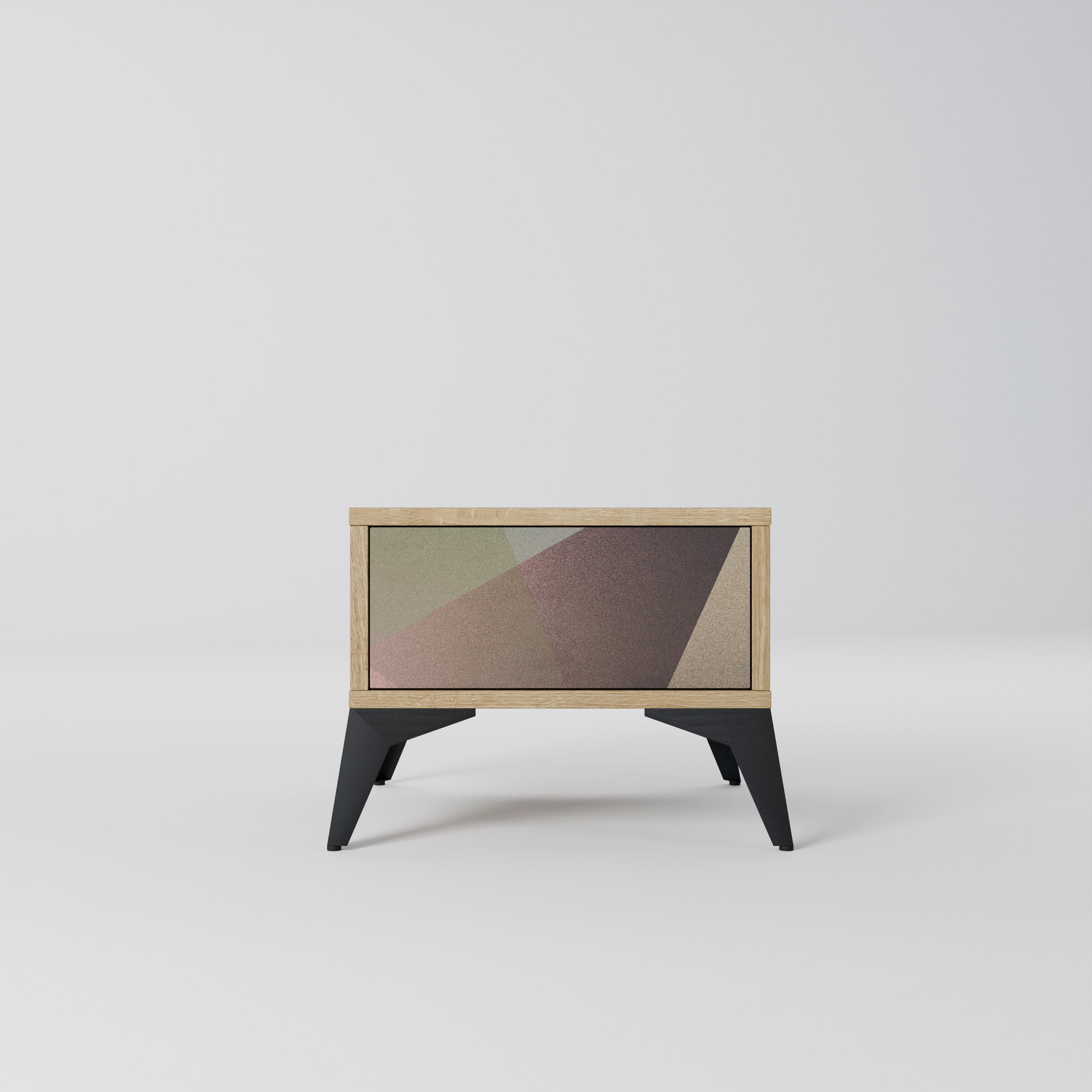 BEIGE GEOMETRY Nachttisch in Eichenoptik