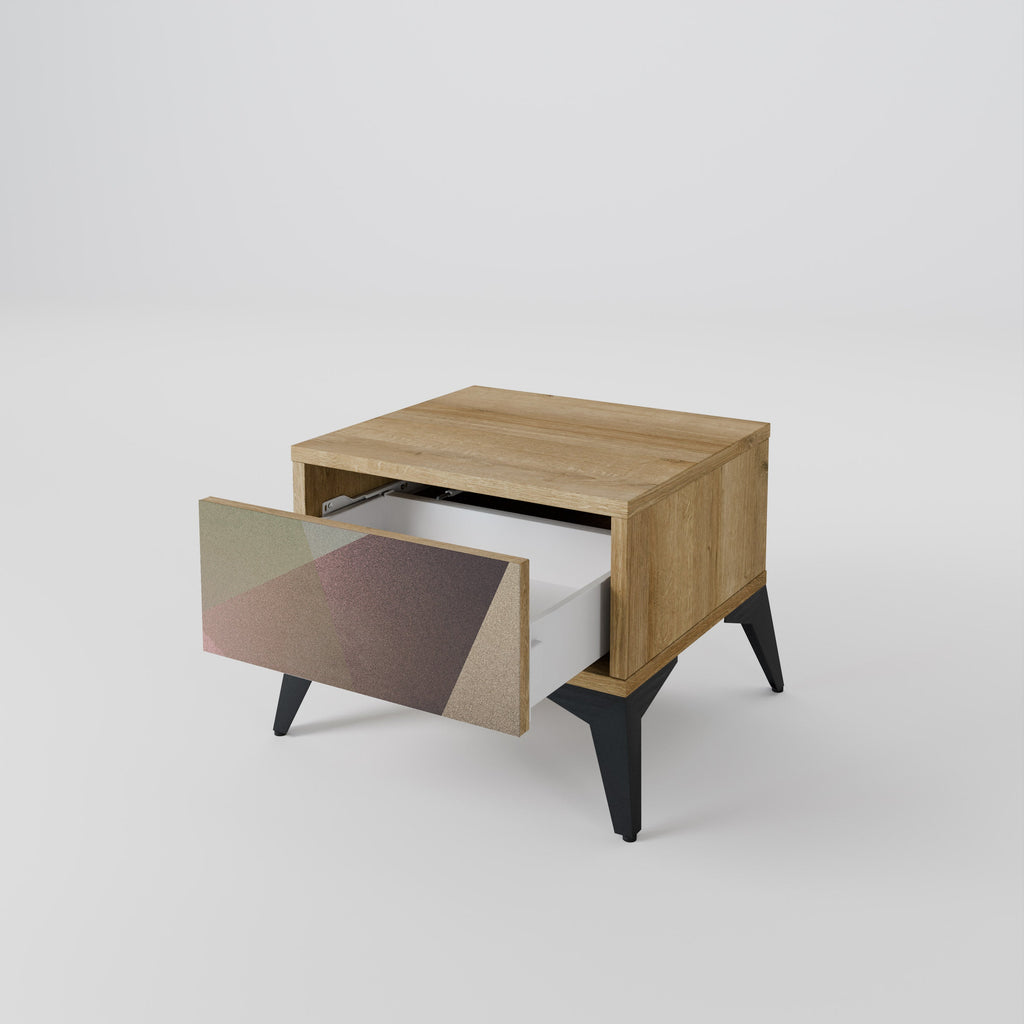 BEIGE GEOMETRY Nachttisch in Eichenoptik