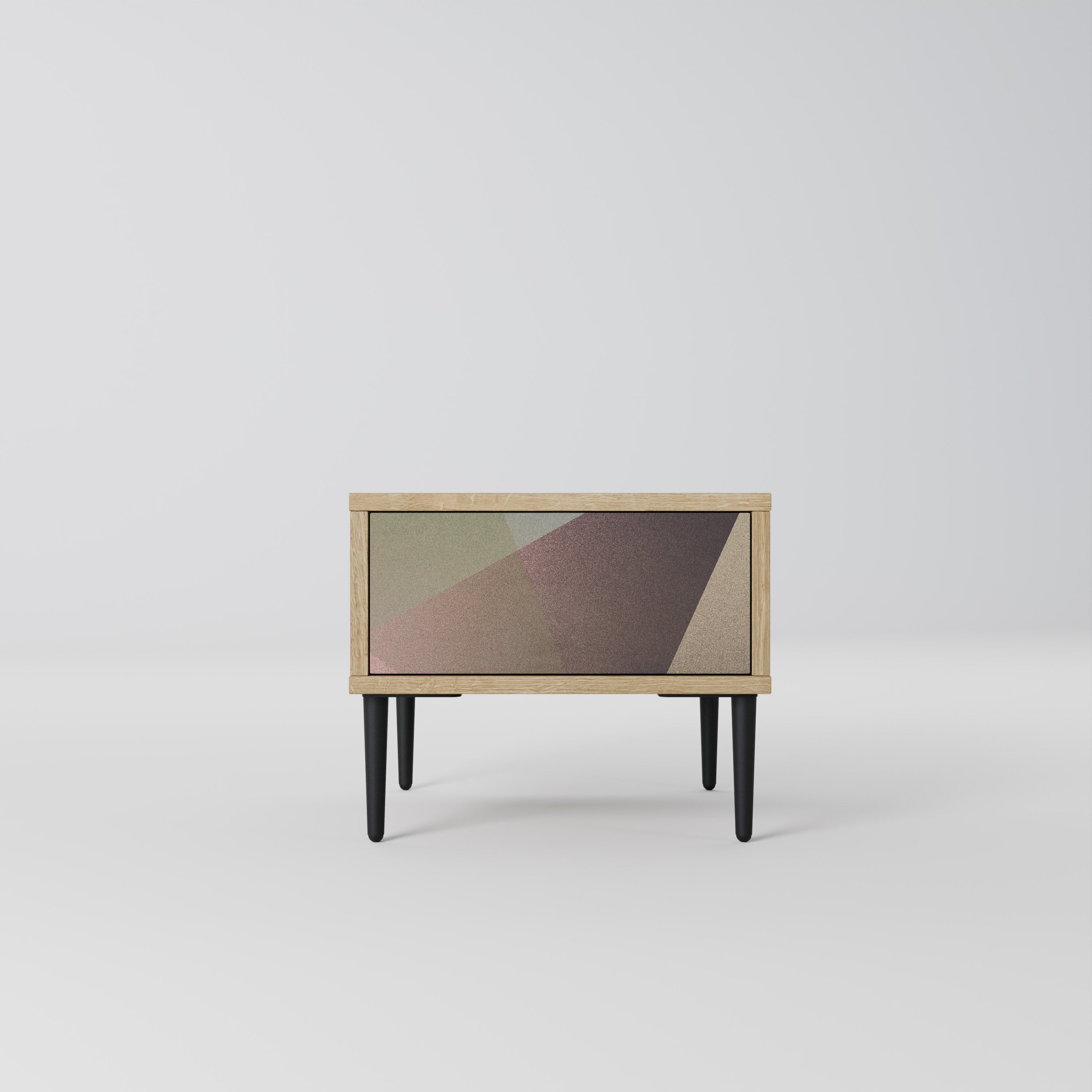 BEIGE GEOMETRY Nachttisch in Eichenoptik