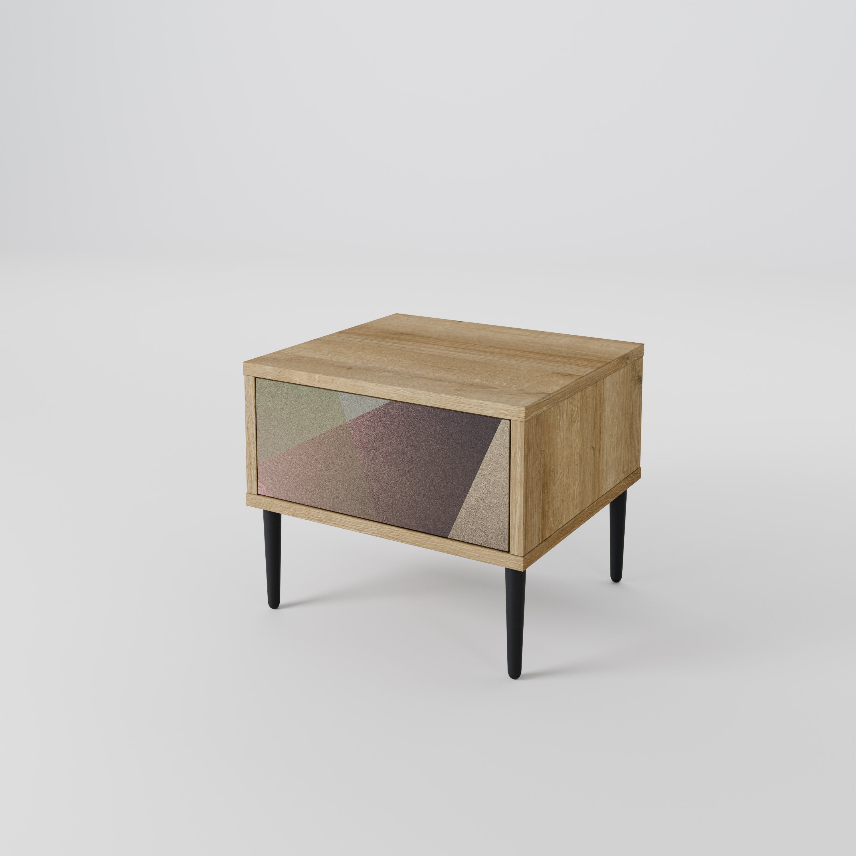BEIGE GEOMETRY Nachttisch in Eichenoptik