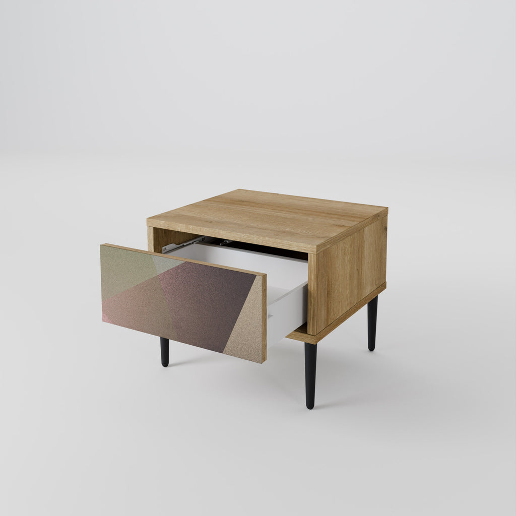 BEIGE GEOMETRY Nachttisch in Eichenoptik