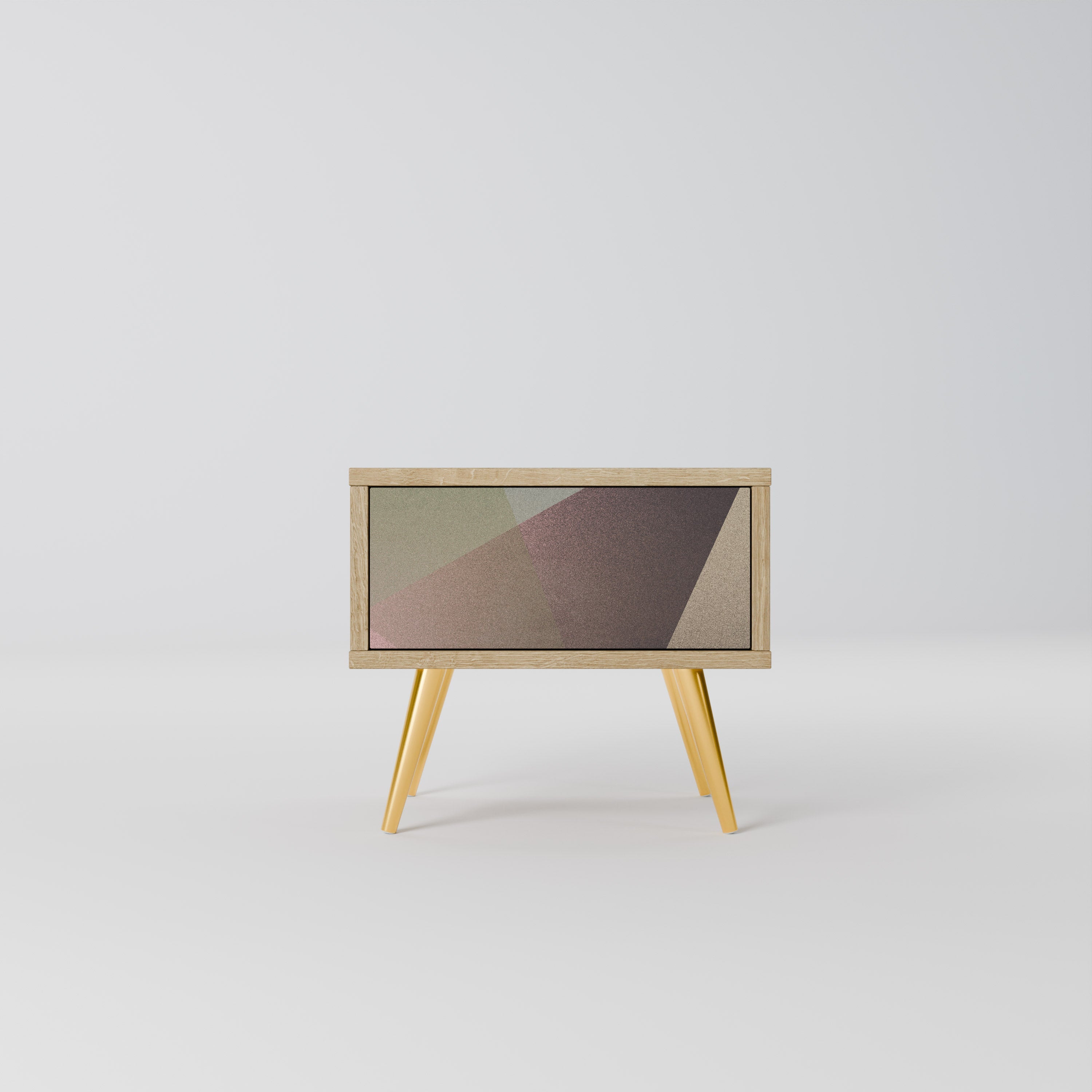 BEIGE GEOMETRY Nachttisch in Eichenoptik