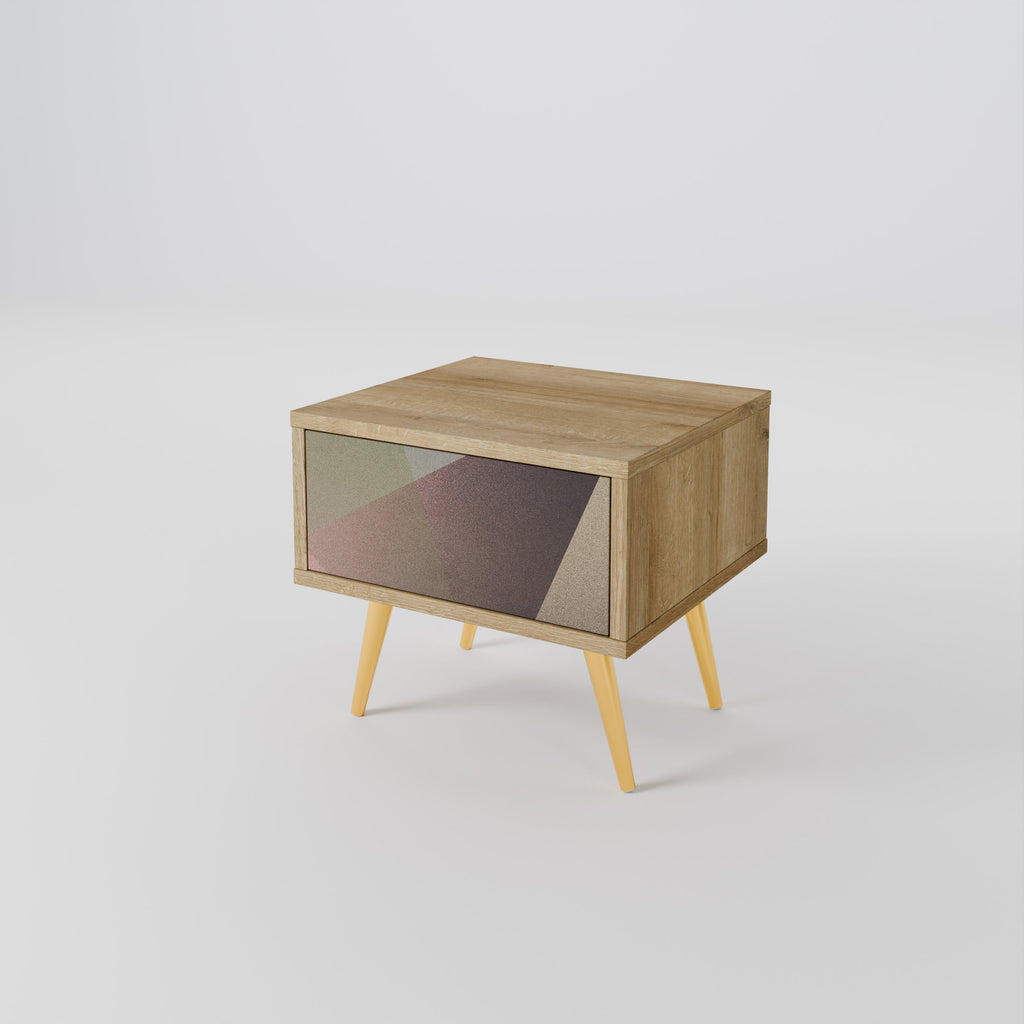 BEIGE GEOMETRY Nachttisch in Eichenoptik
