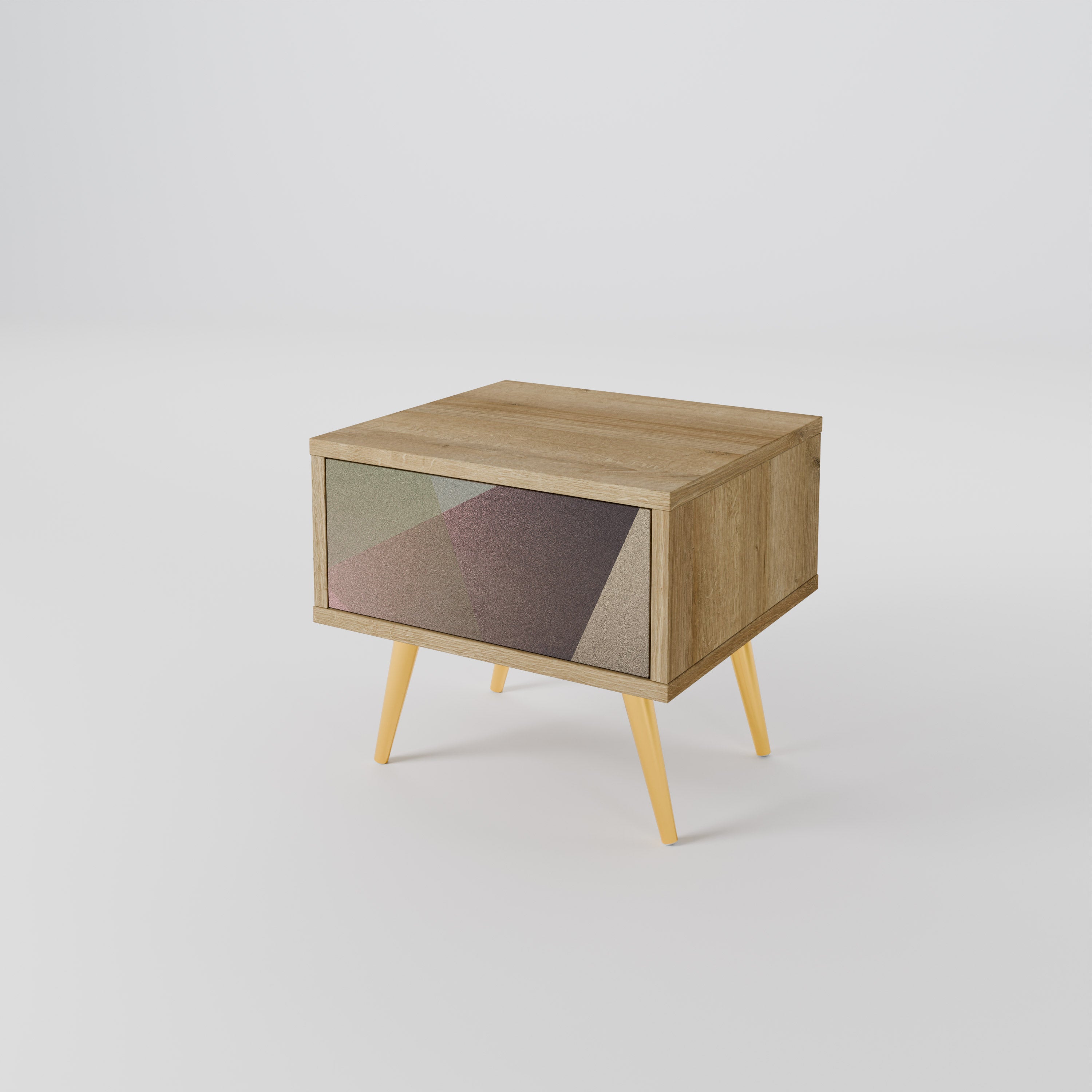 BEIGE GEOMETRY Nachttisch in Eichenoptik
