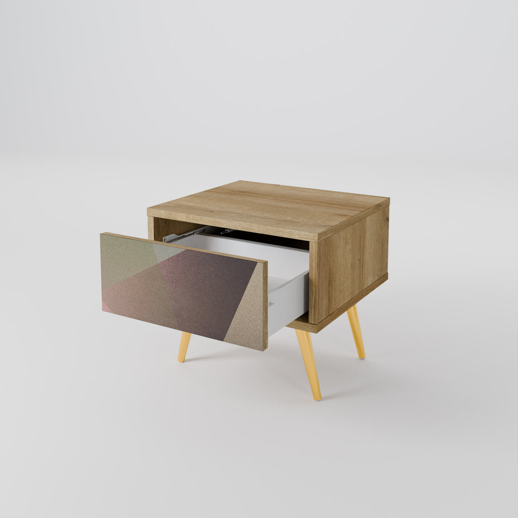 BEIGE GEOMETRY Nachttisch in Eichenoptik