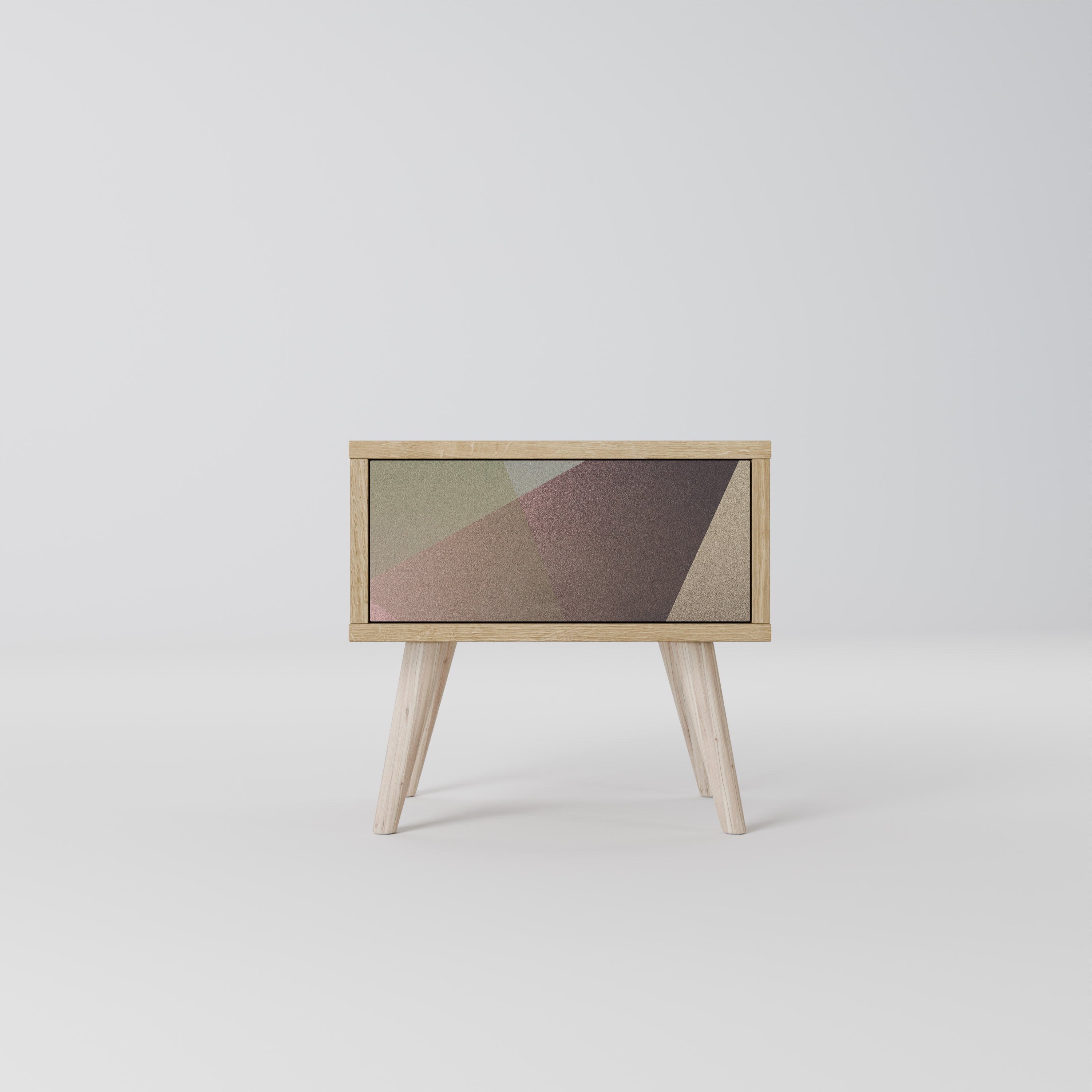 BEIGE GEOMETRY Nachttisch in Eichenoptik