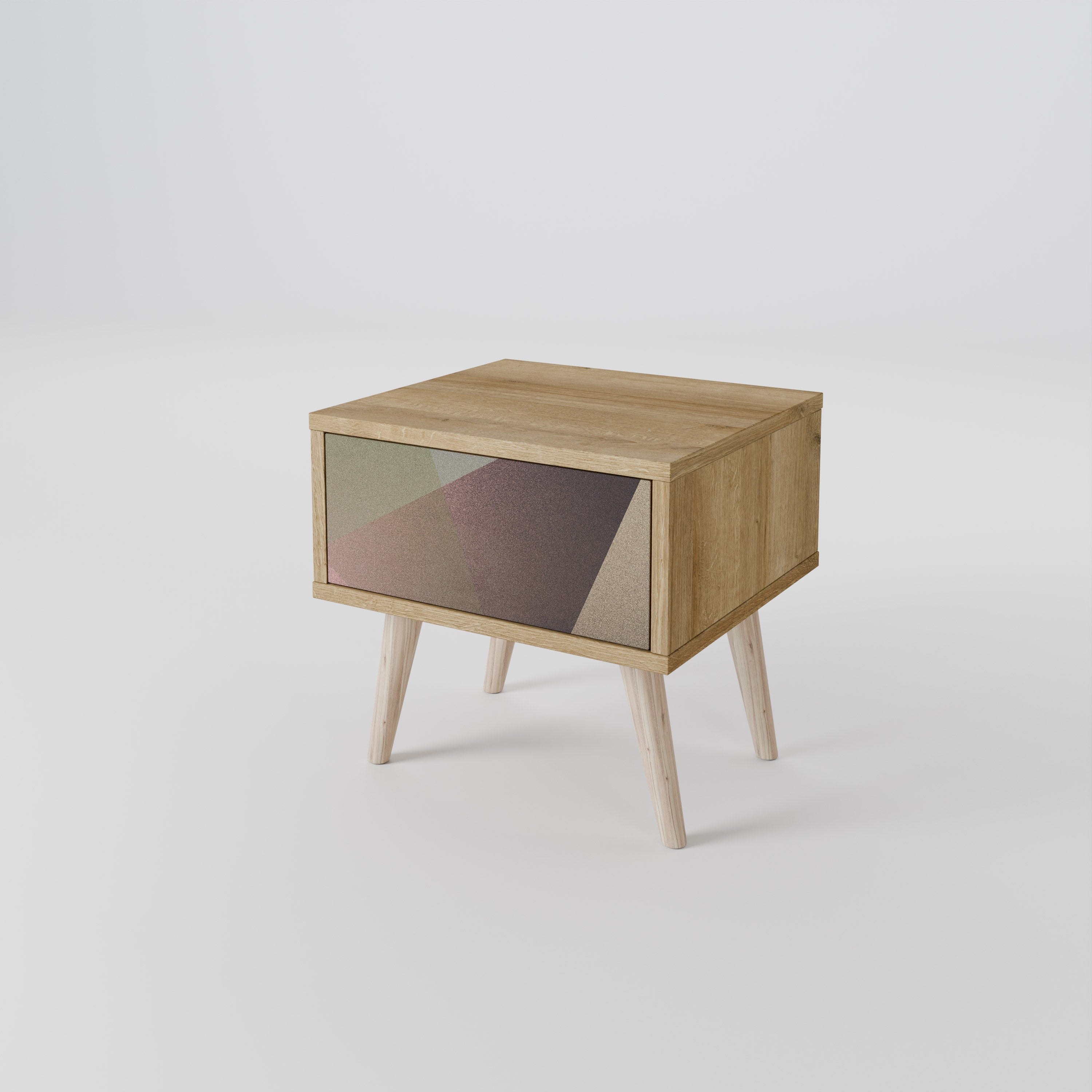 BEIGE GEOMETRY Nachttisch in Eichenoptik