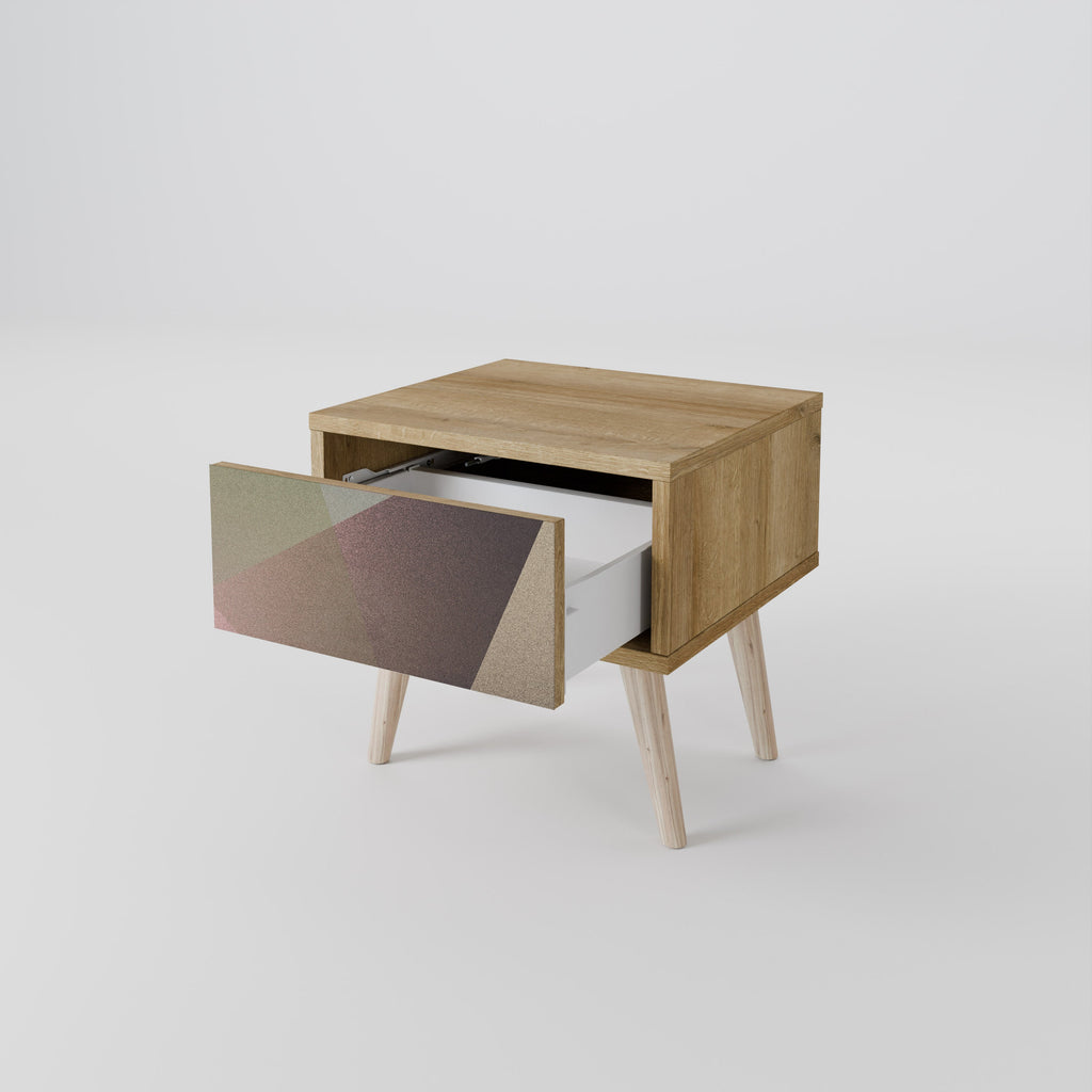 BEIGE GEOMETRY Nachttisch in Eichenoptik