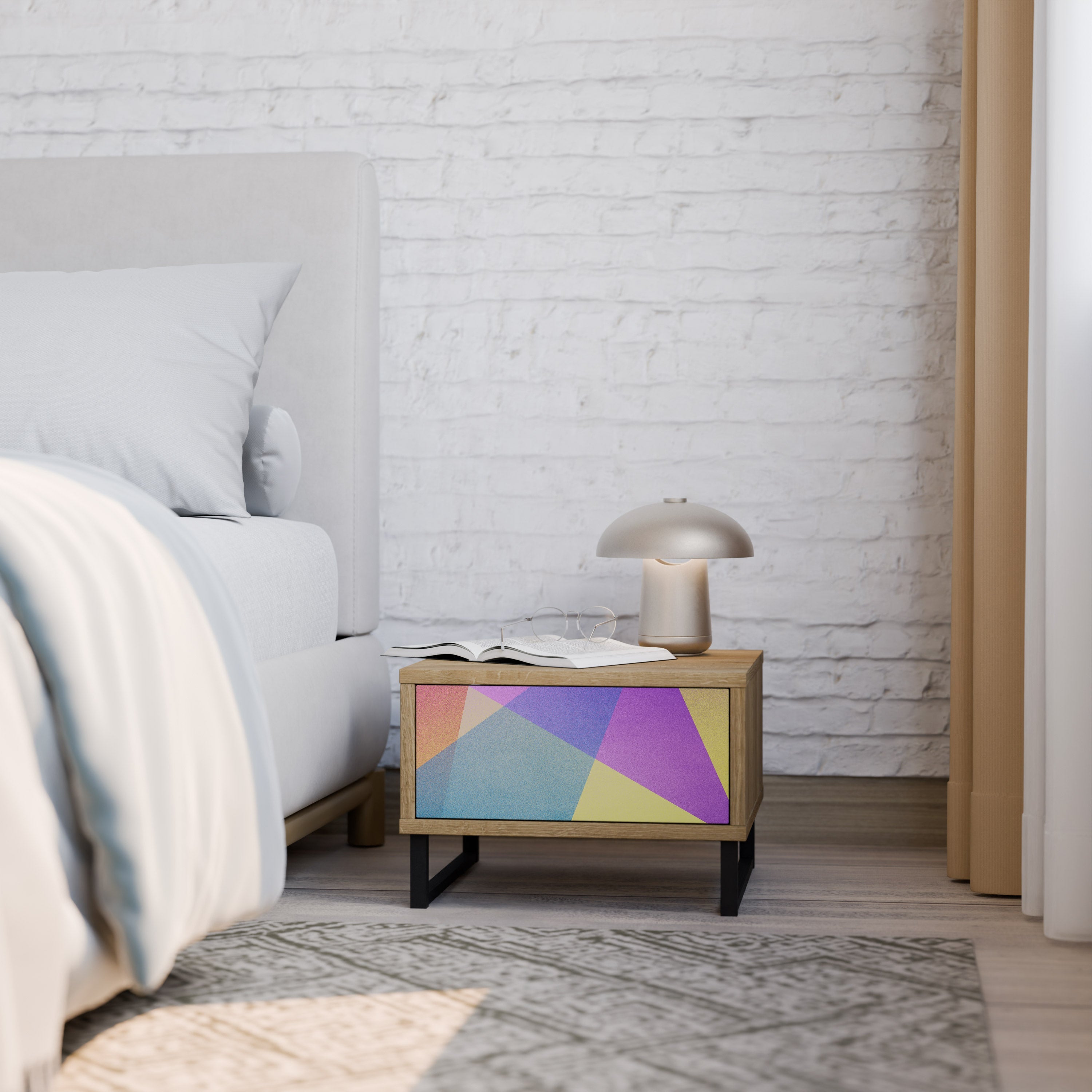 BRIGHT GEOMETRY Nachttisch in Eichenoptik