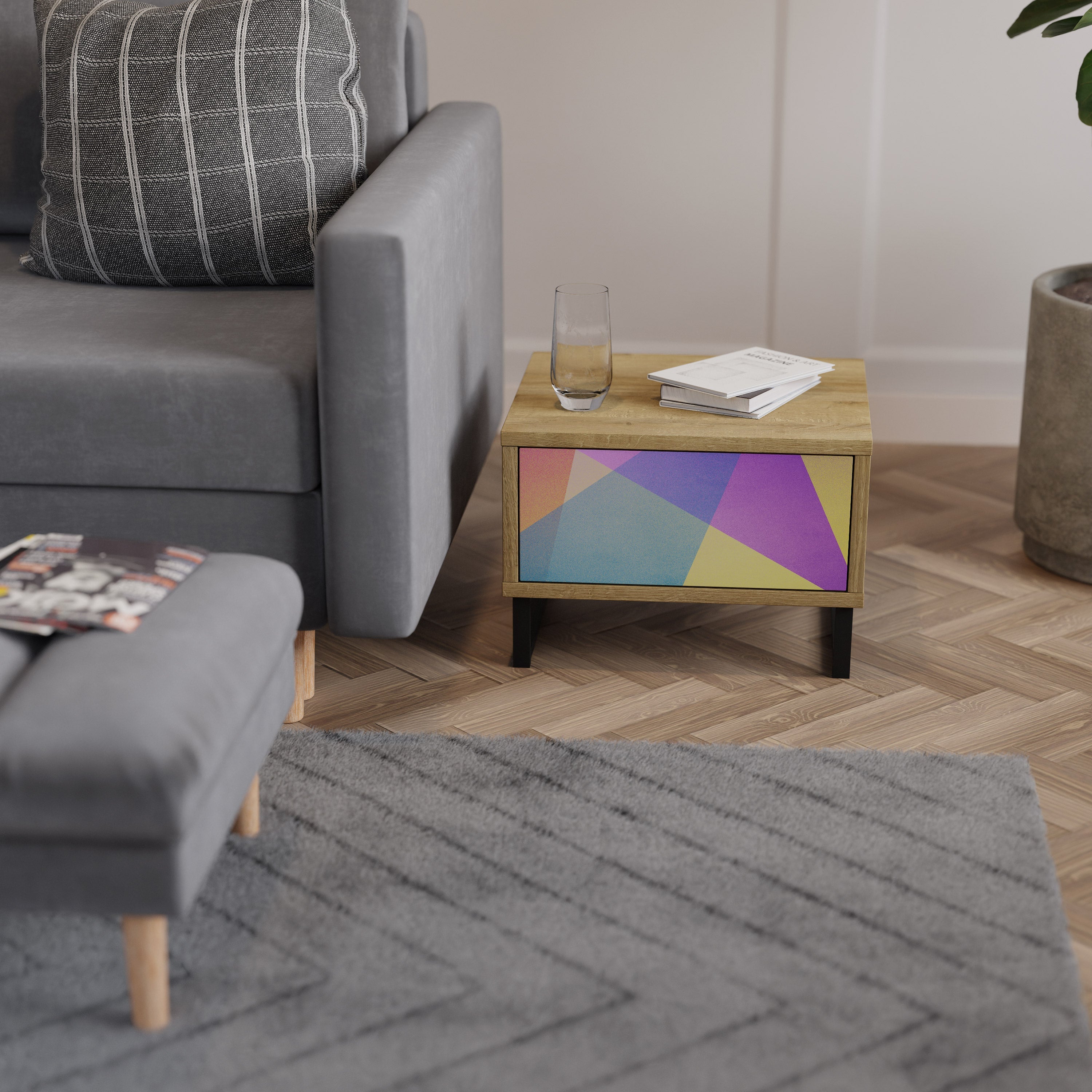 BRIGHT GEOMETRY Nachttisch in Eichenoptik