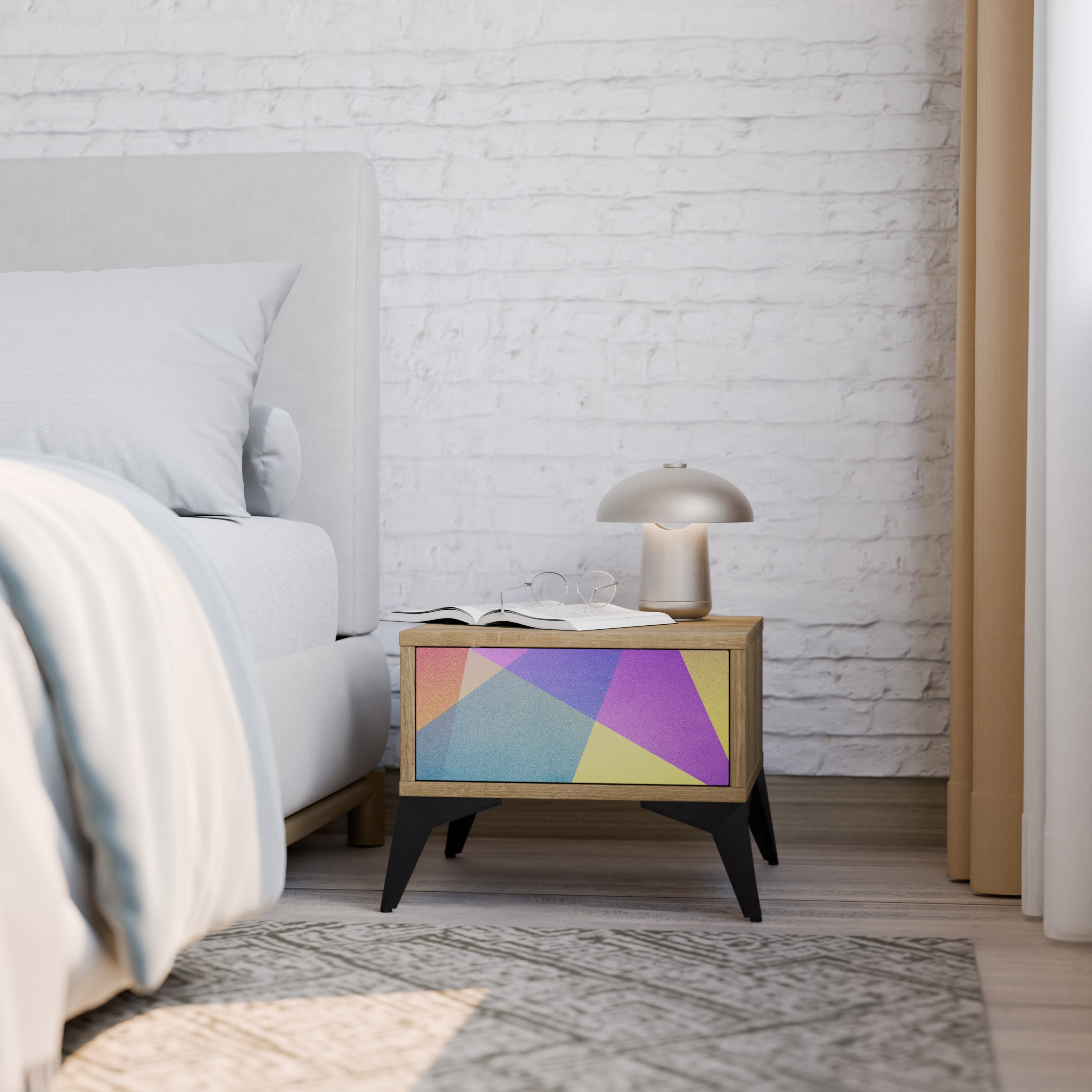 BRIGHT GEOMETRY Nachttisch in Eichenoptik