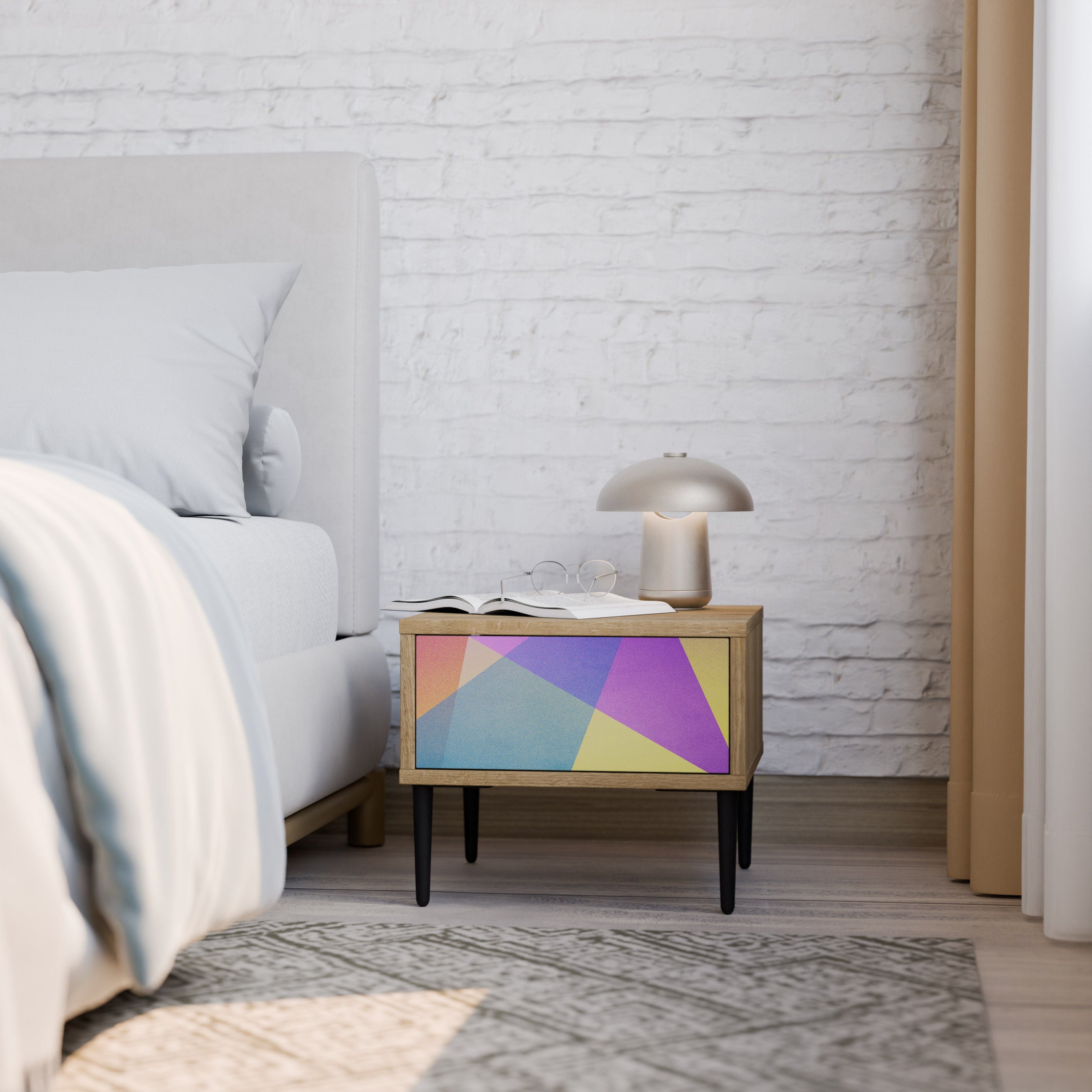 BRIGHT GEOMETRY Nachttisch in Eichenoptik