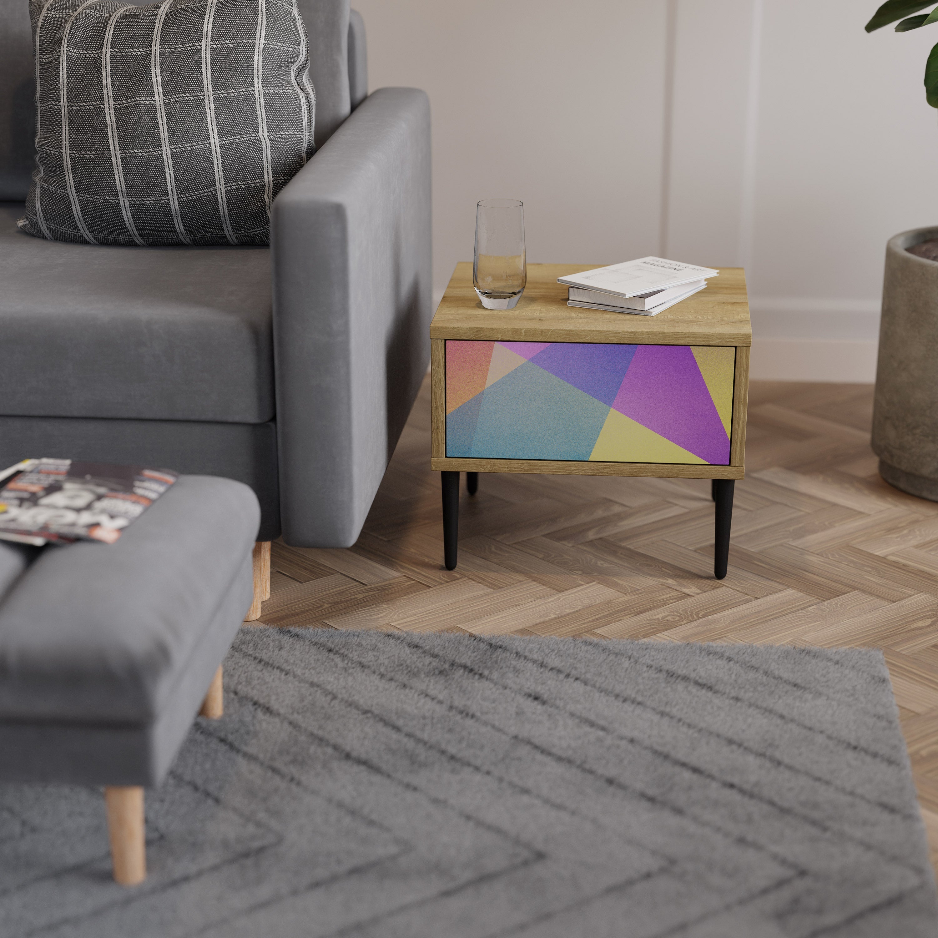 BRIGHT GEOMETRY Nachttisch in Eichenoptik