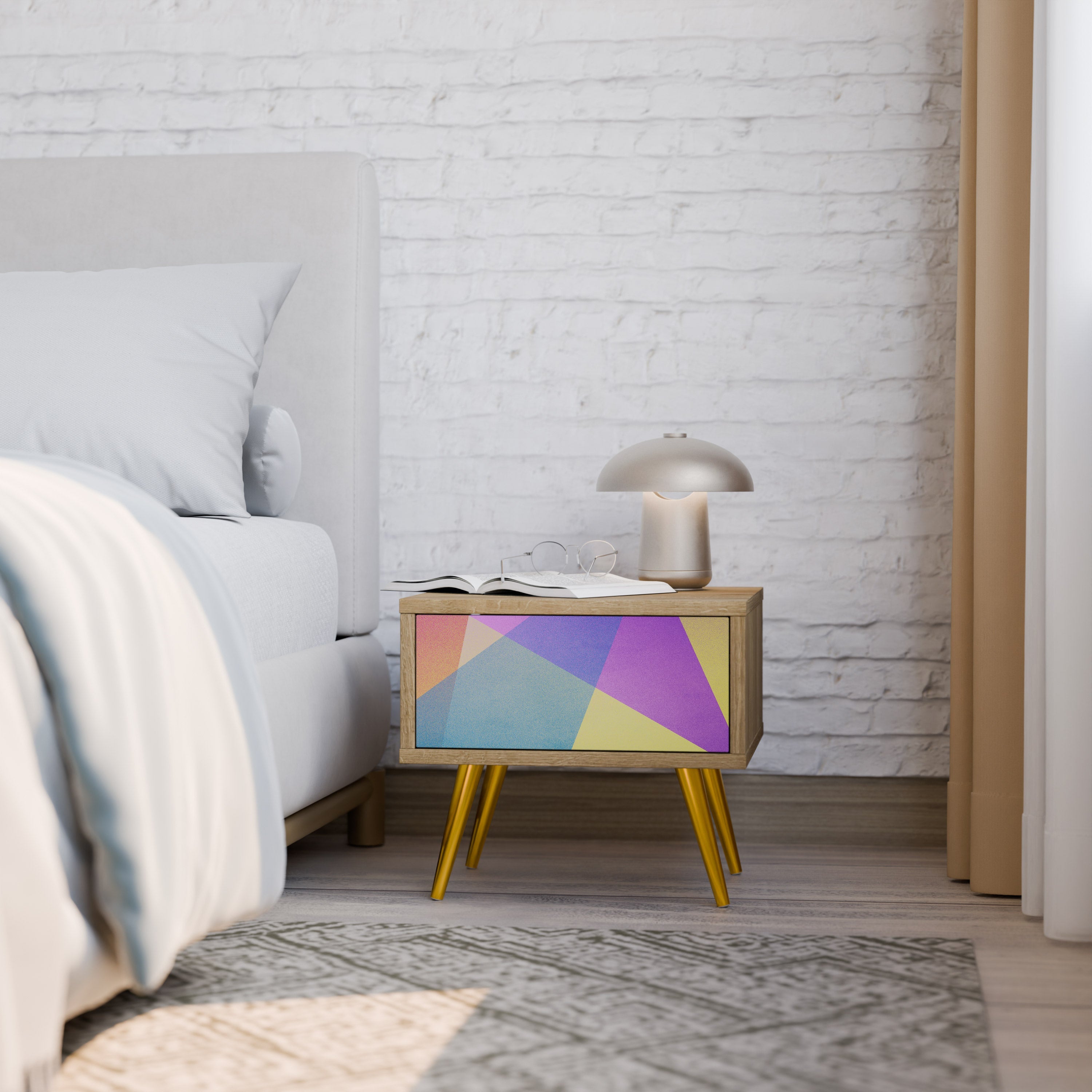 BRIGHT GEOMETRY Nachttisch in Eichenoptik