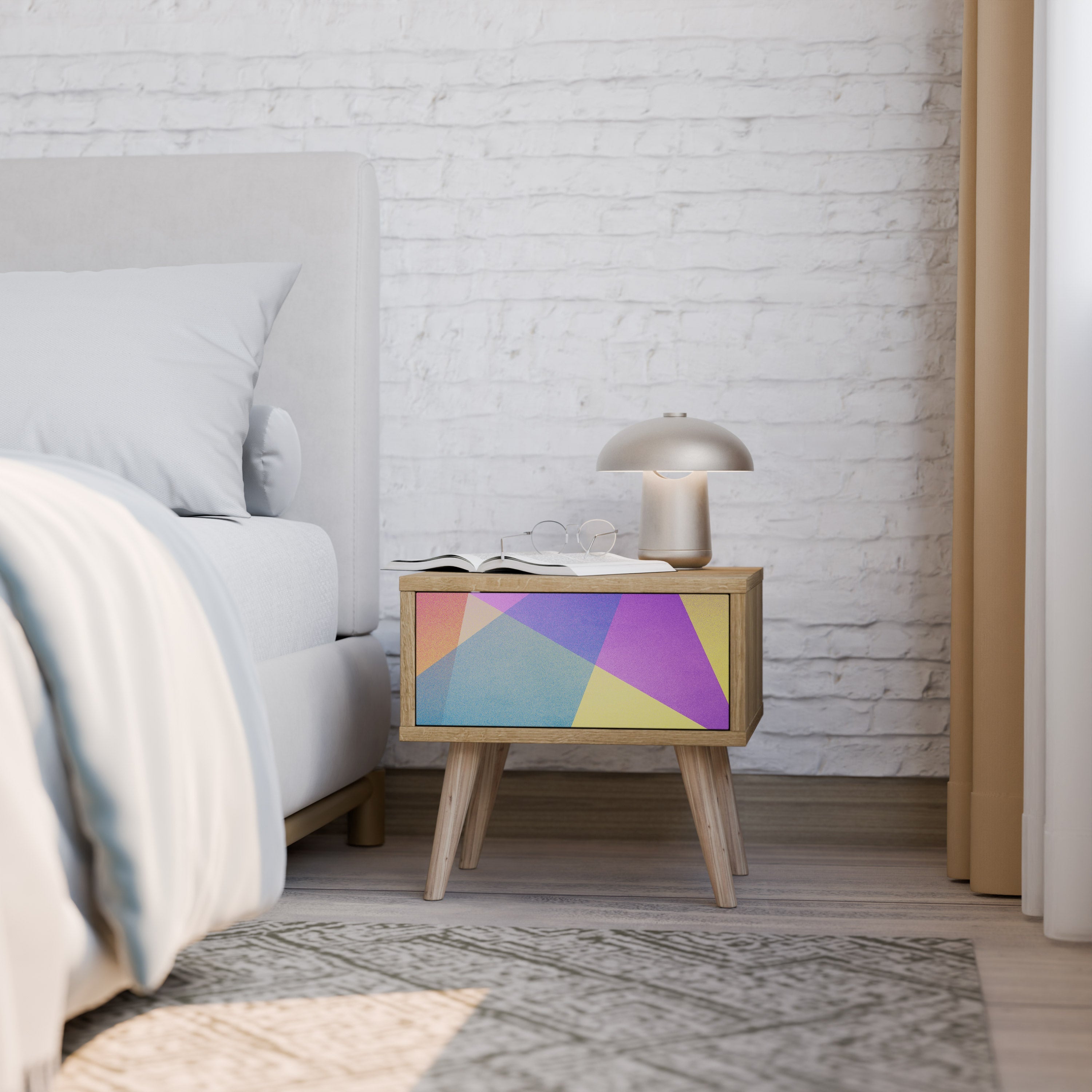 BRIGHT GEOMETRY Nachttisch in Eichenoptik