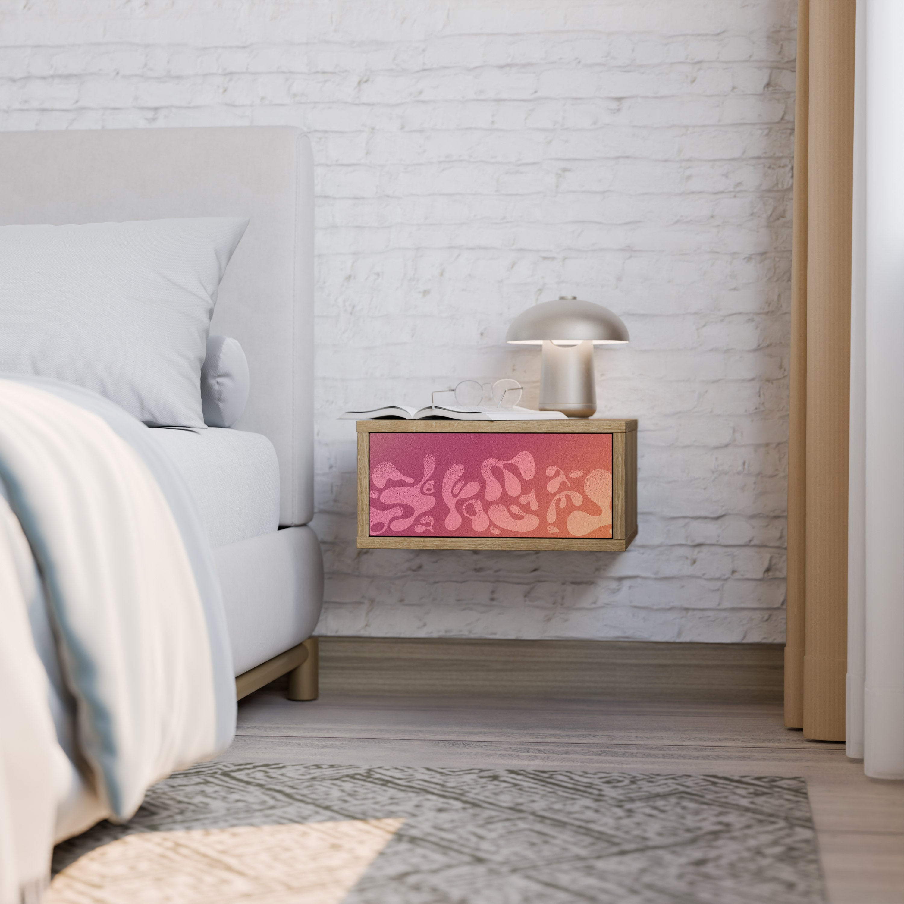 IRREGULAR PINK Nachttisch in Eichenoptik