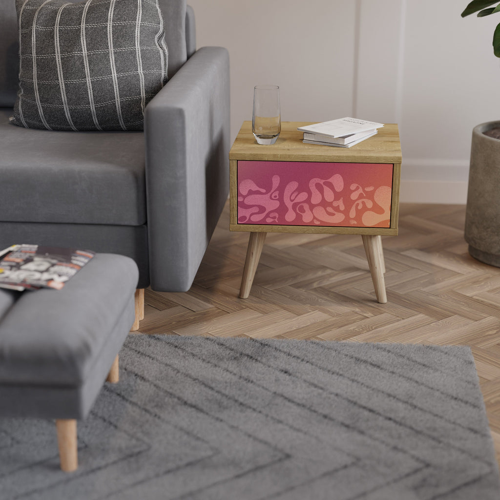 IRREGULAR PINK Nachttisch in Eichenoptik