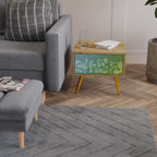 IRREGULAR BLUE Nachttisch in Eiche-Optik