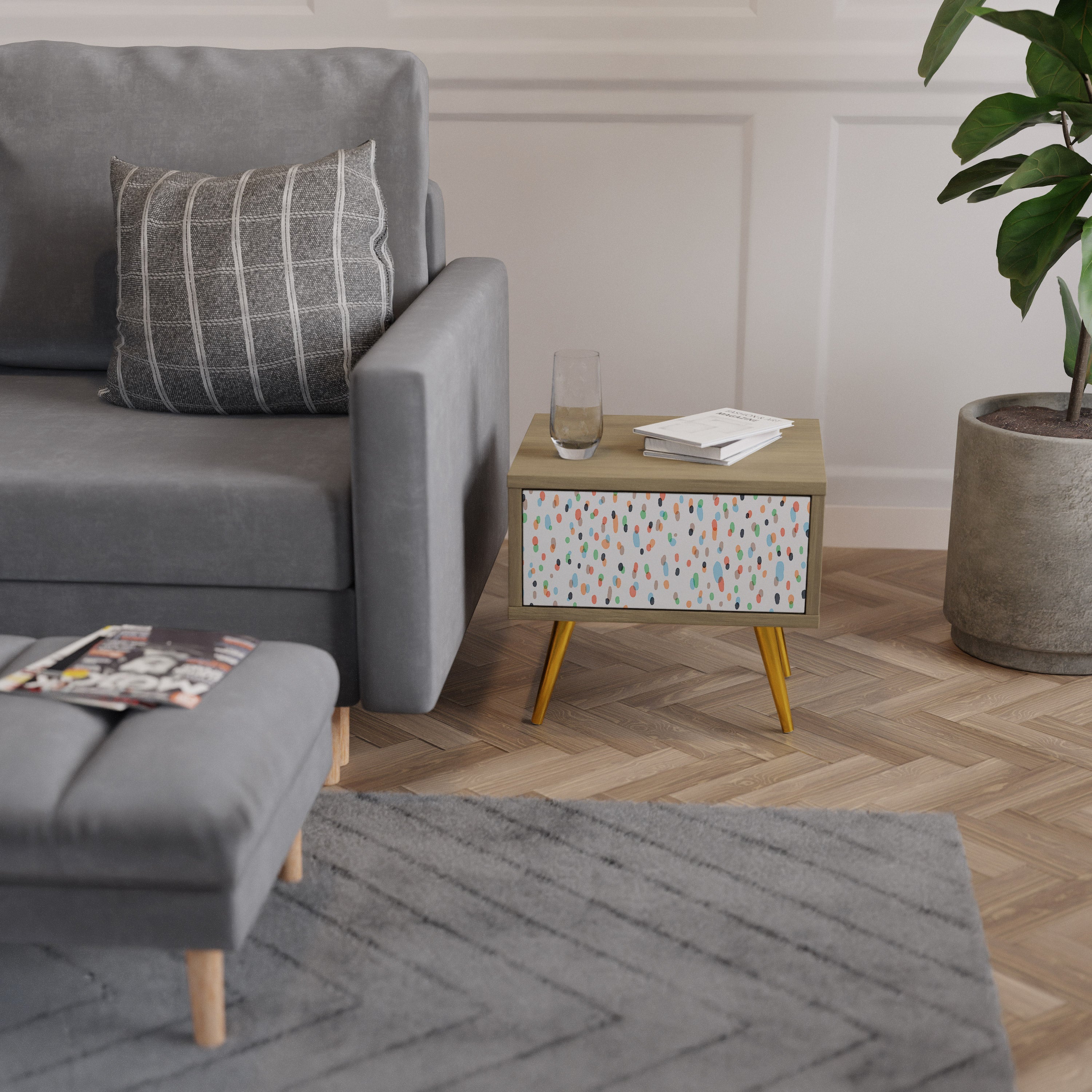 ENERGETIC SPOTS Nachttisch in Eichenoptik