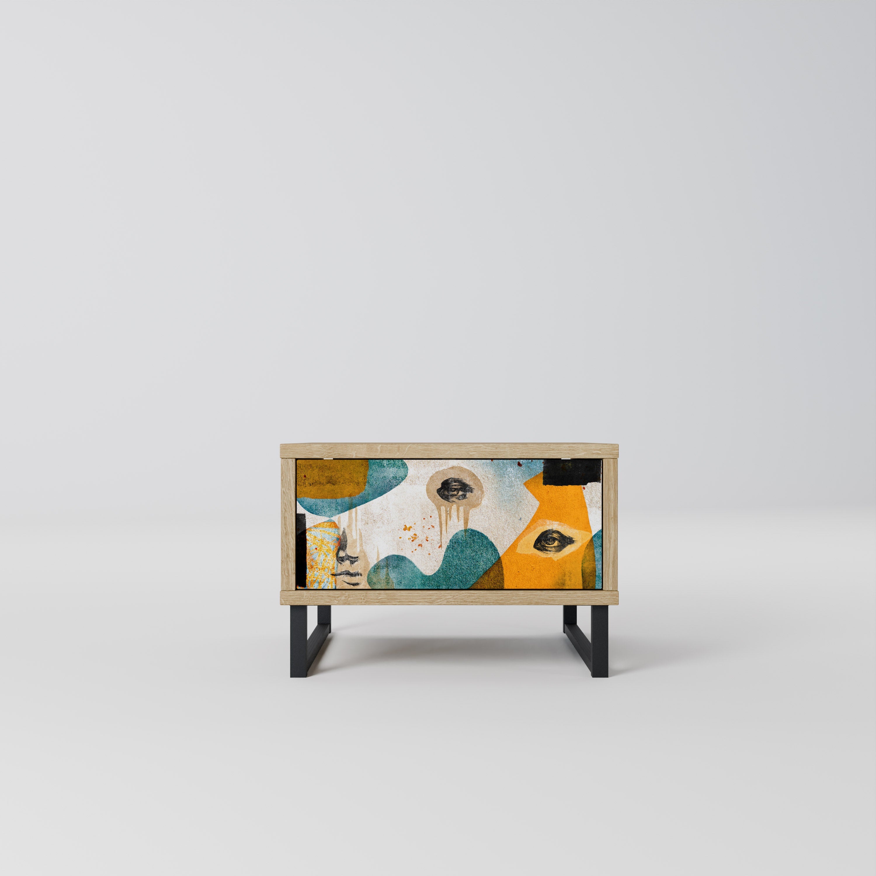 ABSTRACT FACES Nachttisch in Eichenoptik