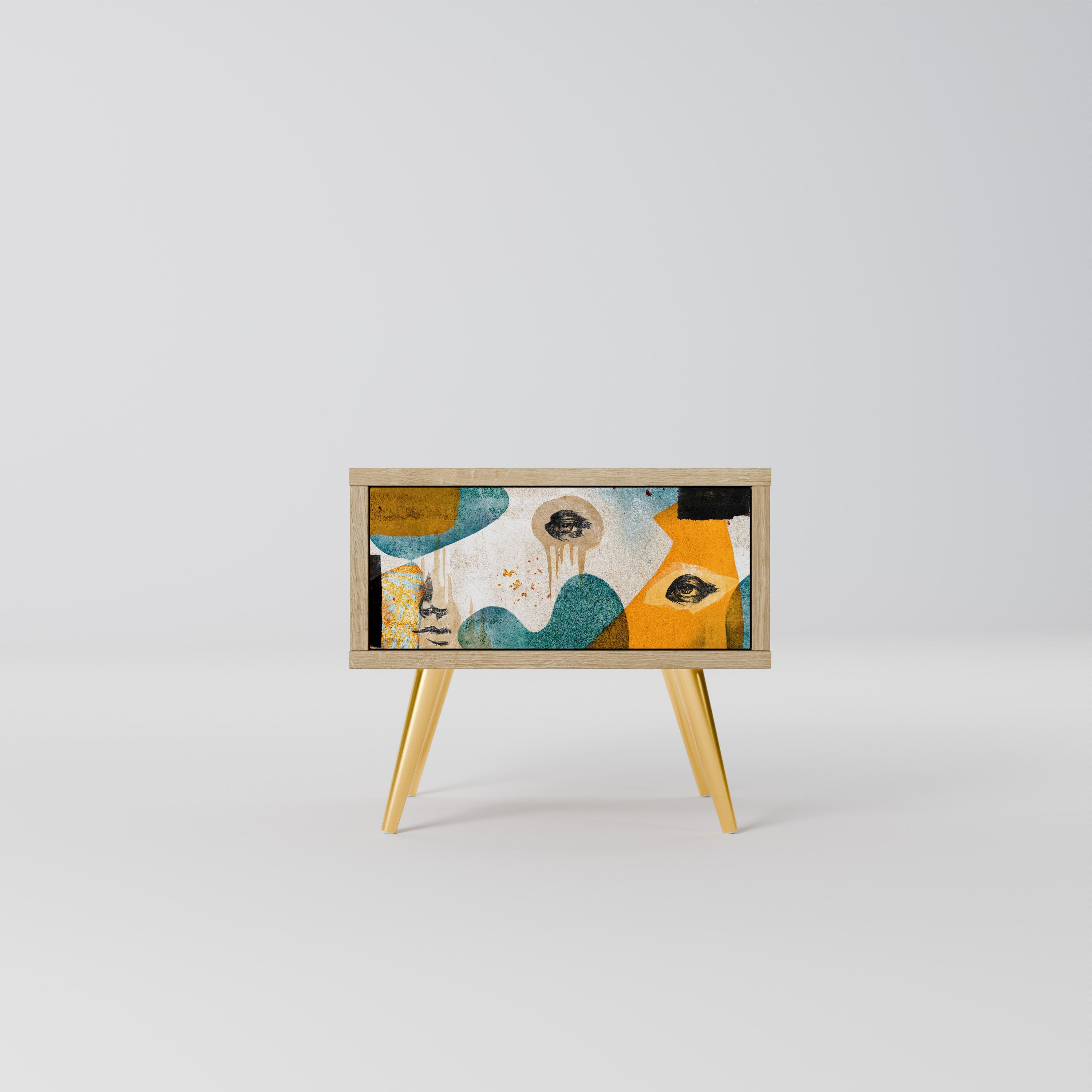 ABSTRACT FACES Nachttisch in Eichenoptik