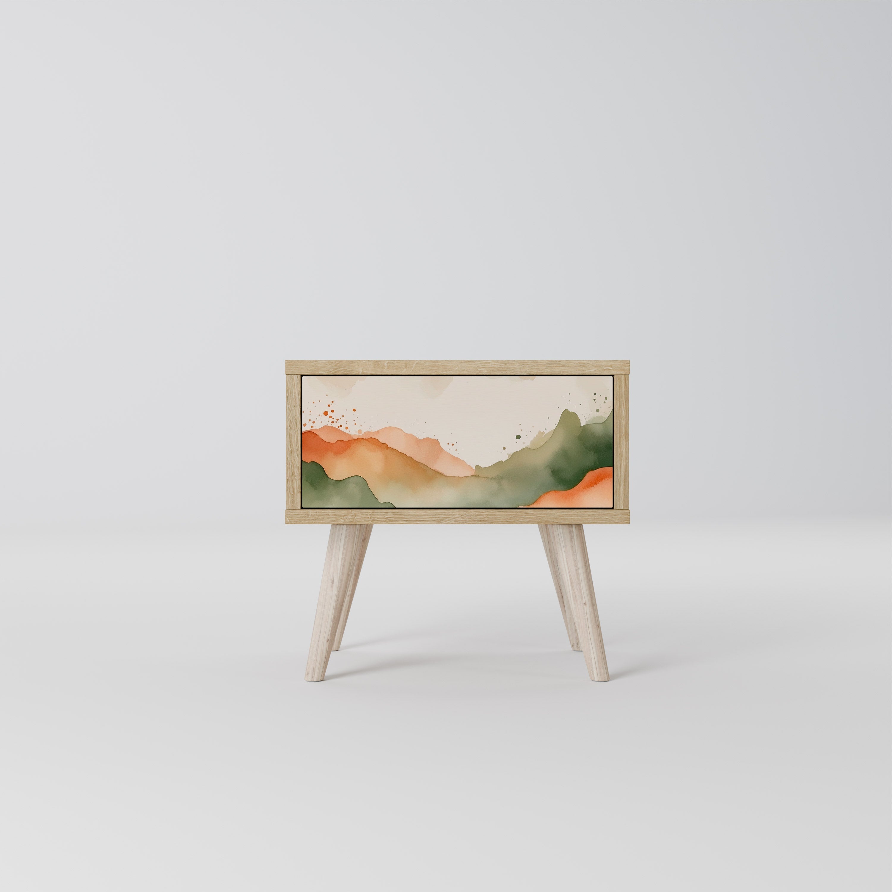 WATERCOLOUR PEAKS Nachttisch in Eichenoptik