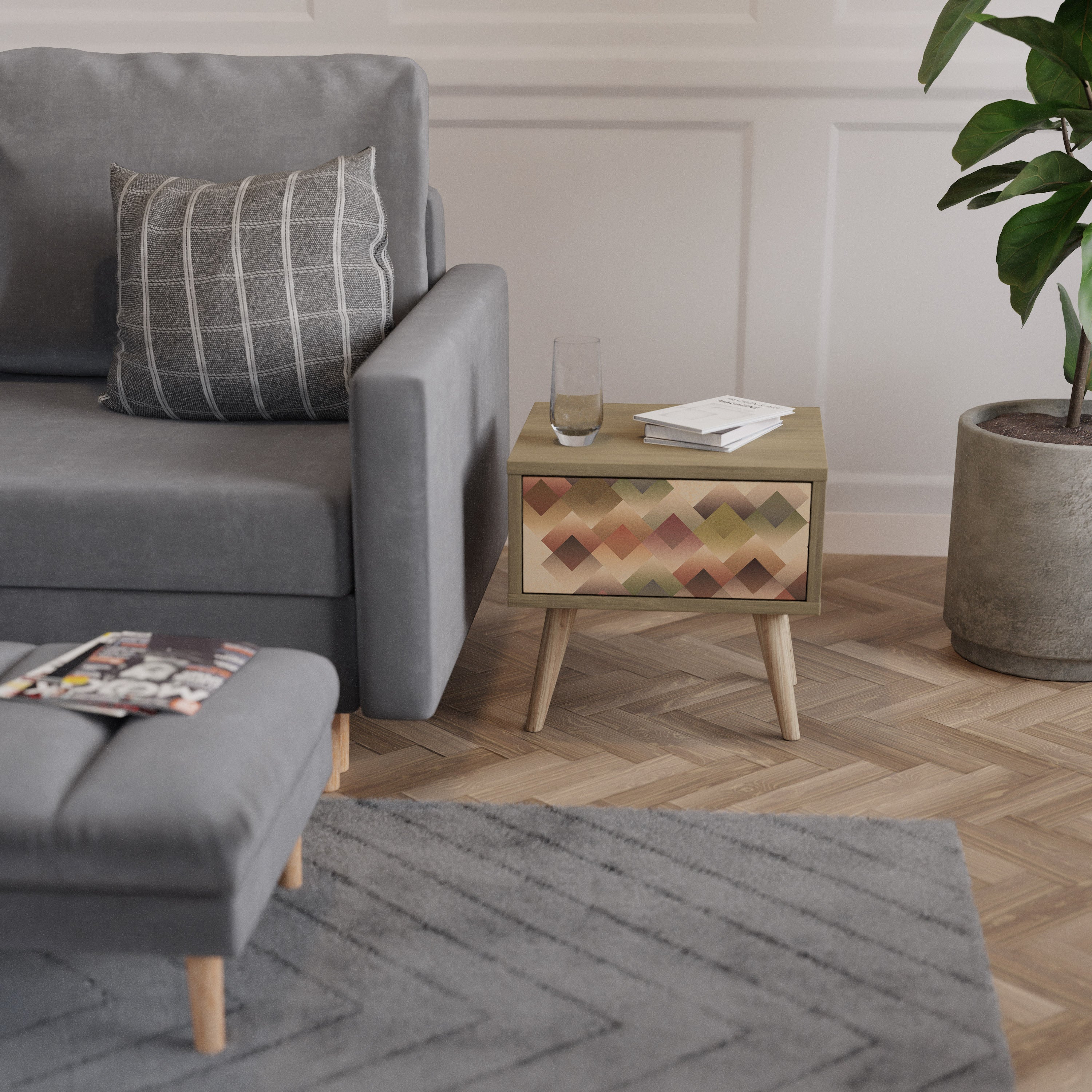GEOMETRIC FUSION Nachttisch in Eichenoptik