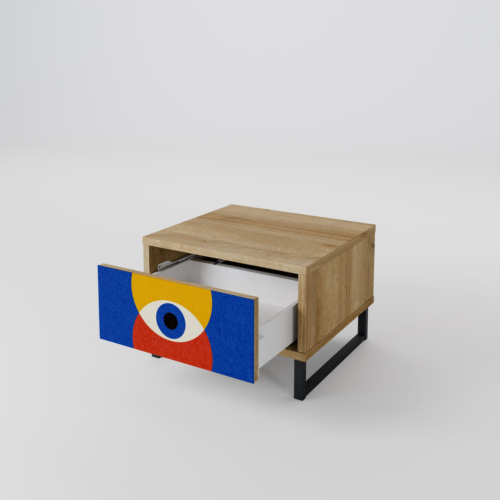 GEOMETRIC EYES Nachttisch in Eichenoptik