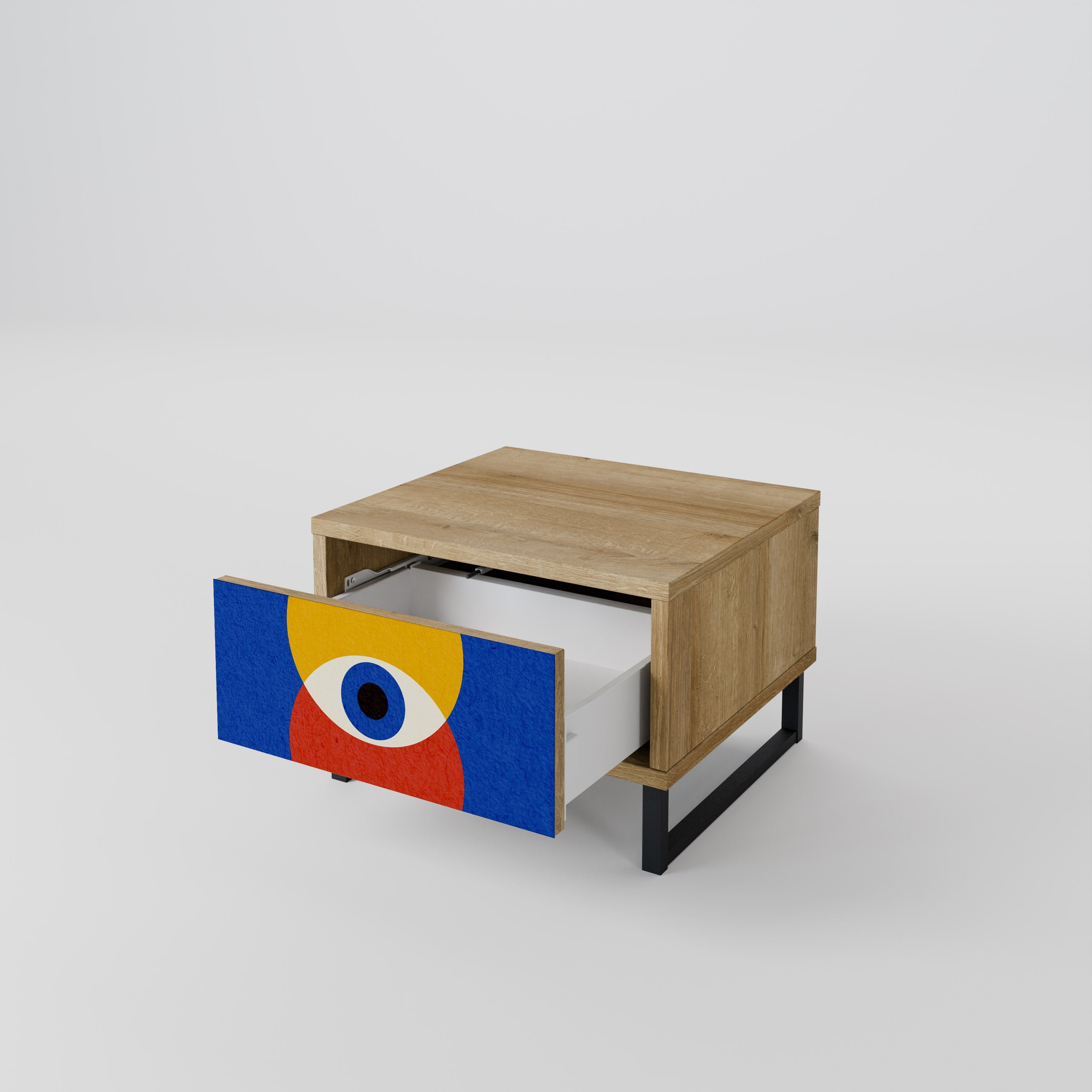 GEOMETRIC EYES Nachttisch in Eichenoptik