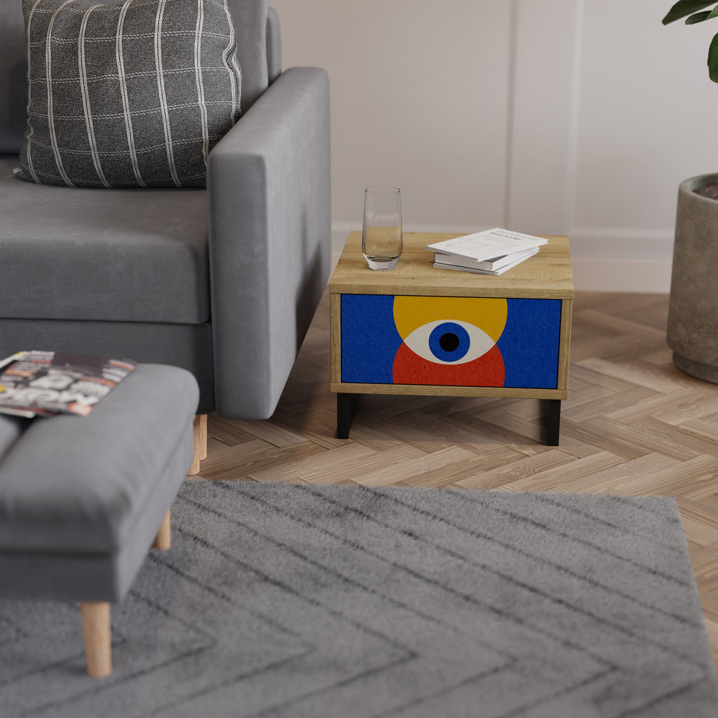 GEOMETRIC EYES Nachttisch in Eichenoptik