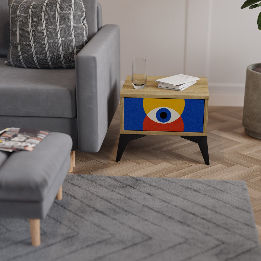 GEOMETRIC EYES Nachttisch in Eichenoptik