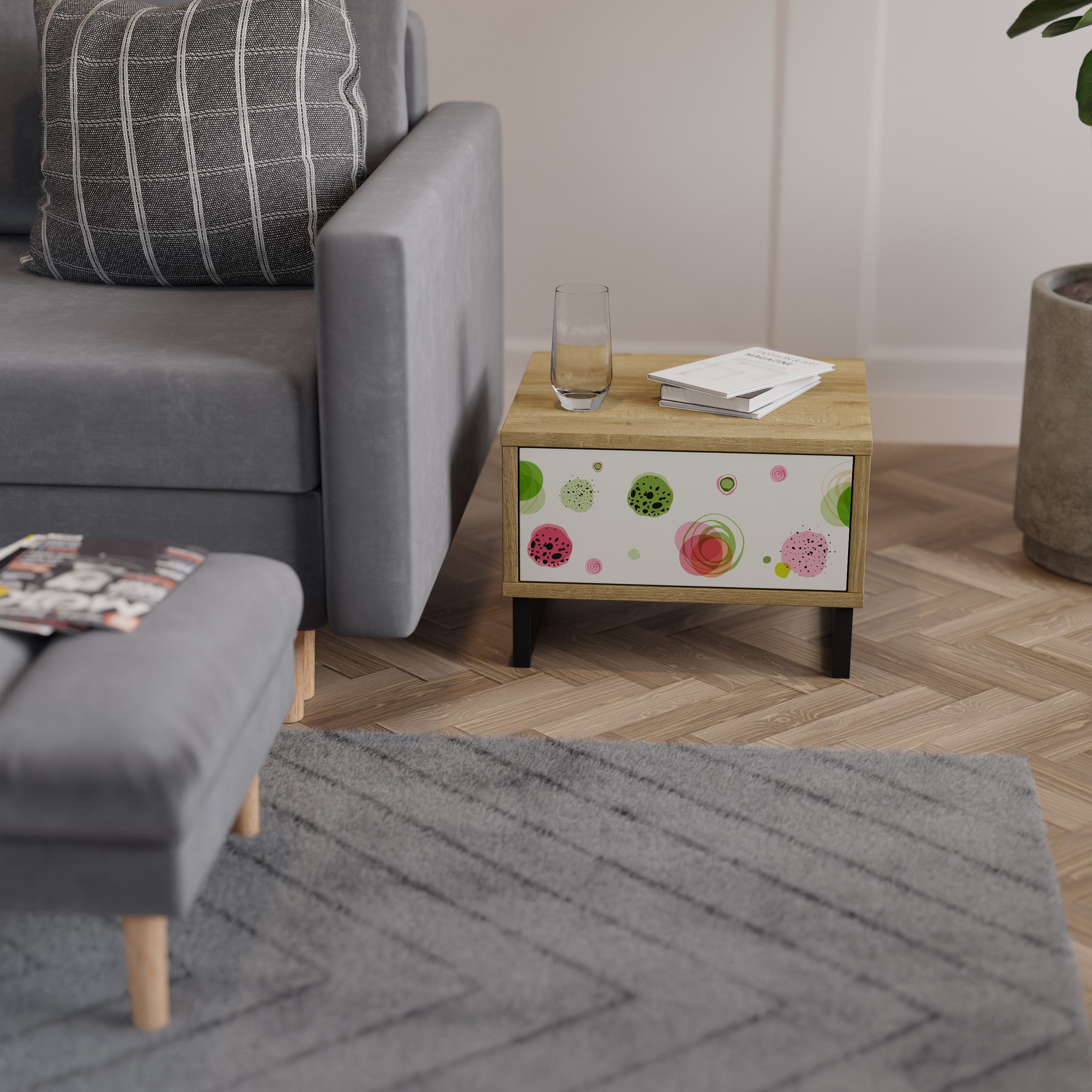 COLORFUL COSMOS Nachttisch in Eichenoptik