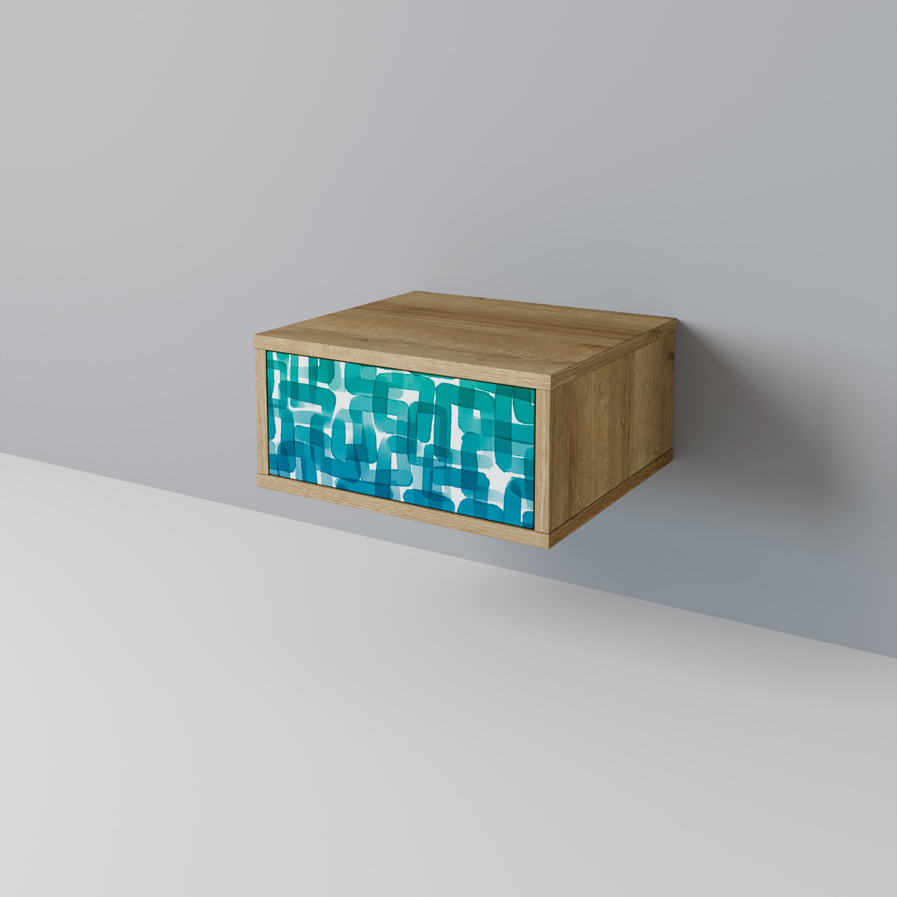 TURQUOISE RECTANGLES Nachttisch in Eichenoptik