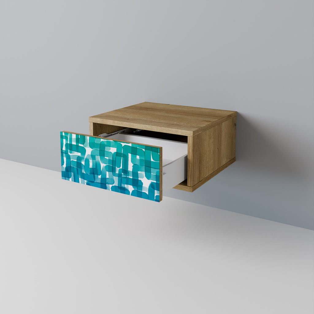 TURQUOISE RECTANGLES Nachttisch in Eichenoptik