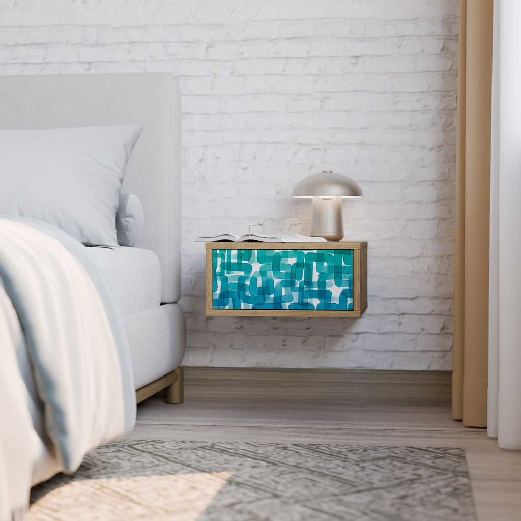 TURQUOISE RECTANGLES Nachttisch in Eichenoptik