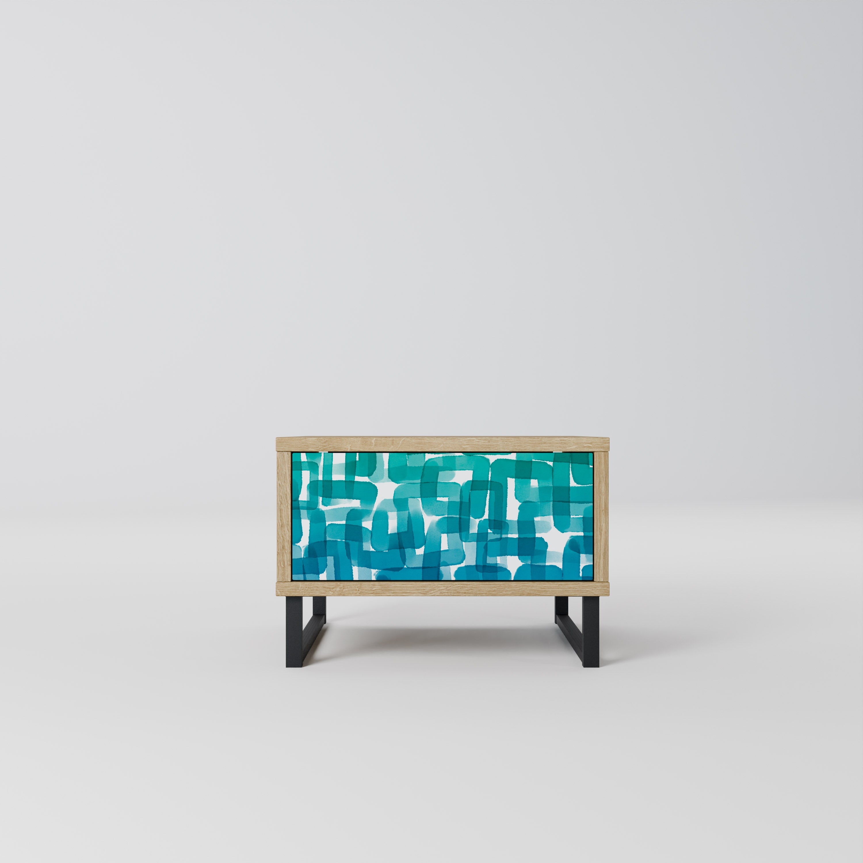 TURQUOISE RECTANGLES Nachttisch in Eichenoptik