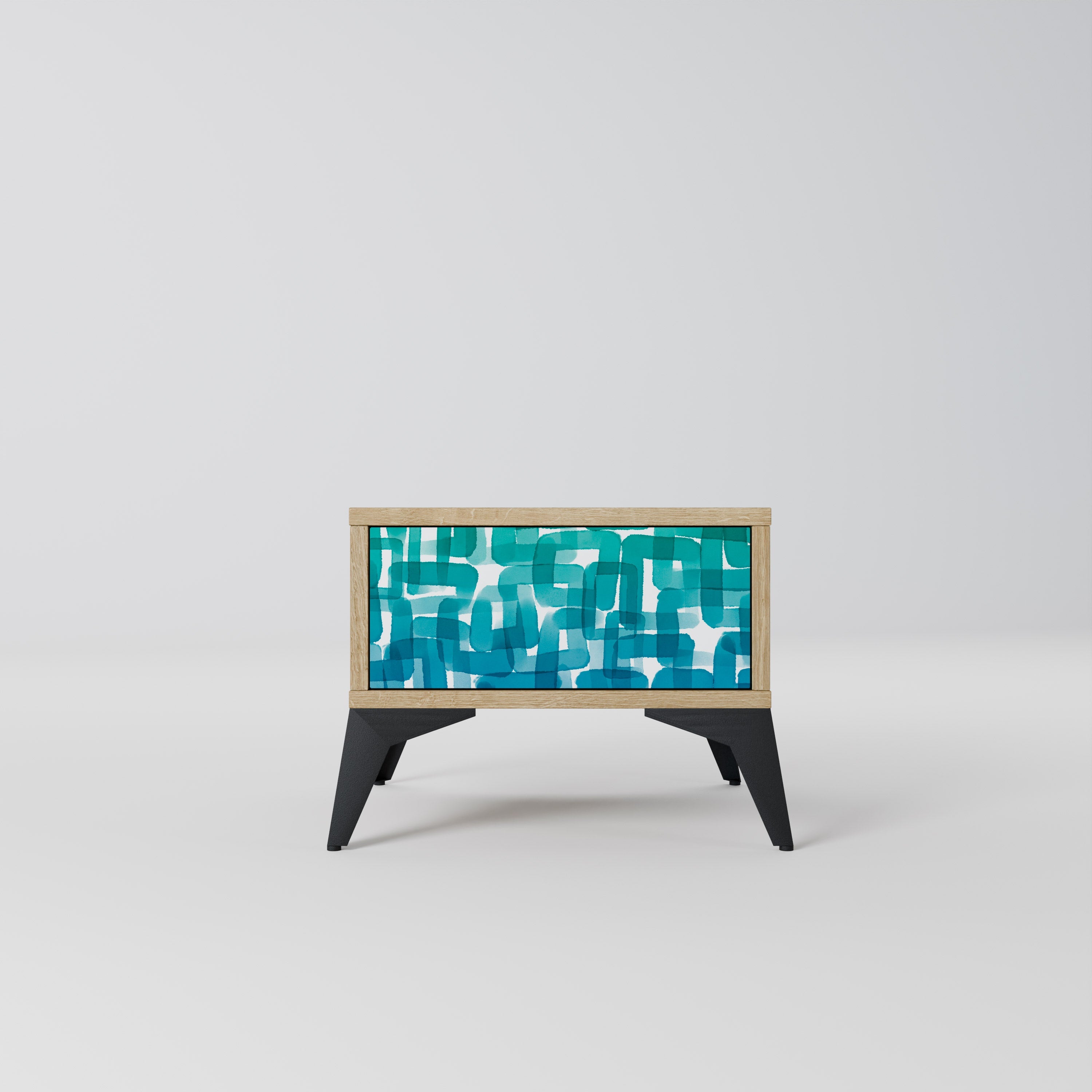 TURQUOISE RECTANGLES Nachttisch in Eichenoptik