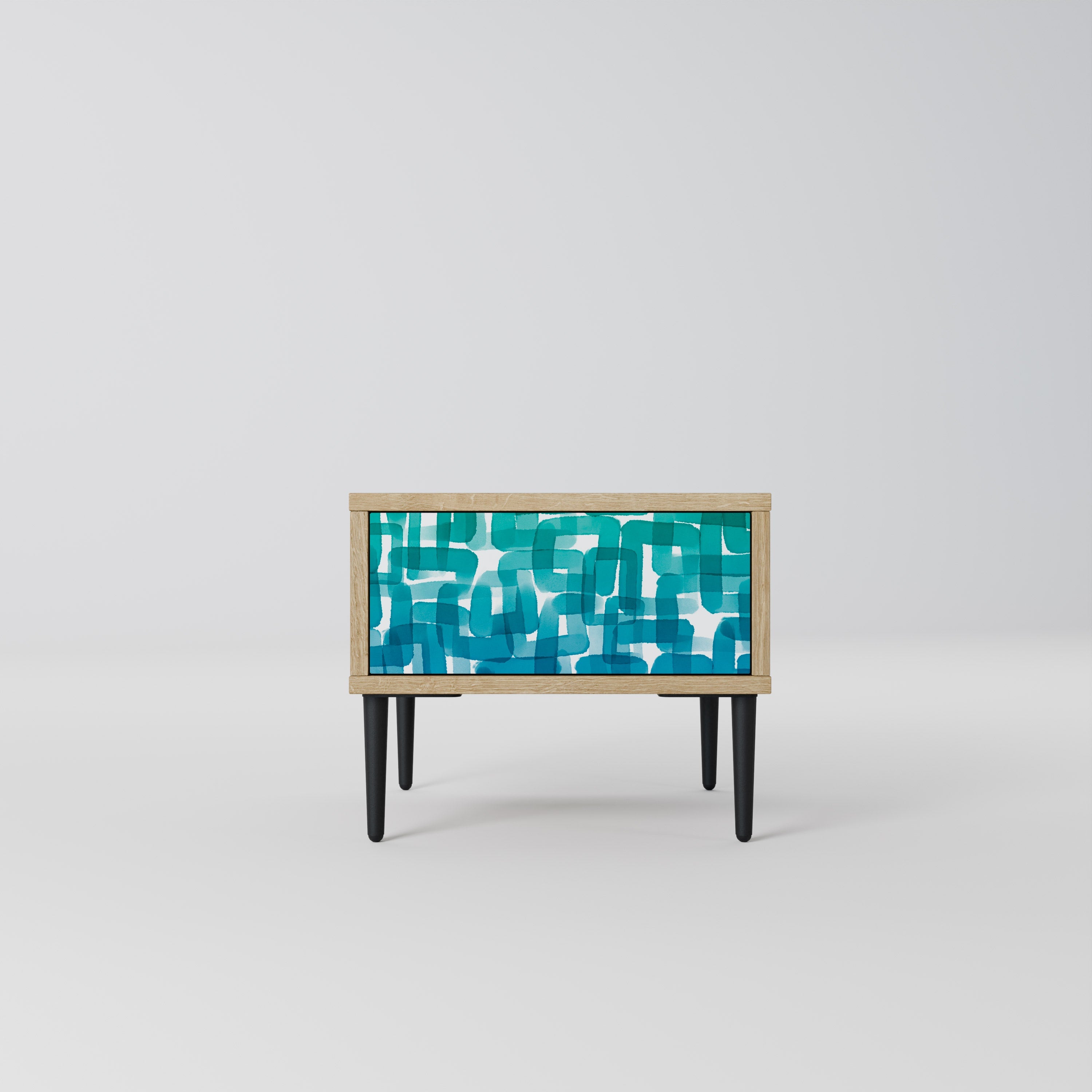 TURQUOISE RECTANGLES Nachttisch in Eichenoptik