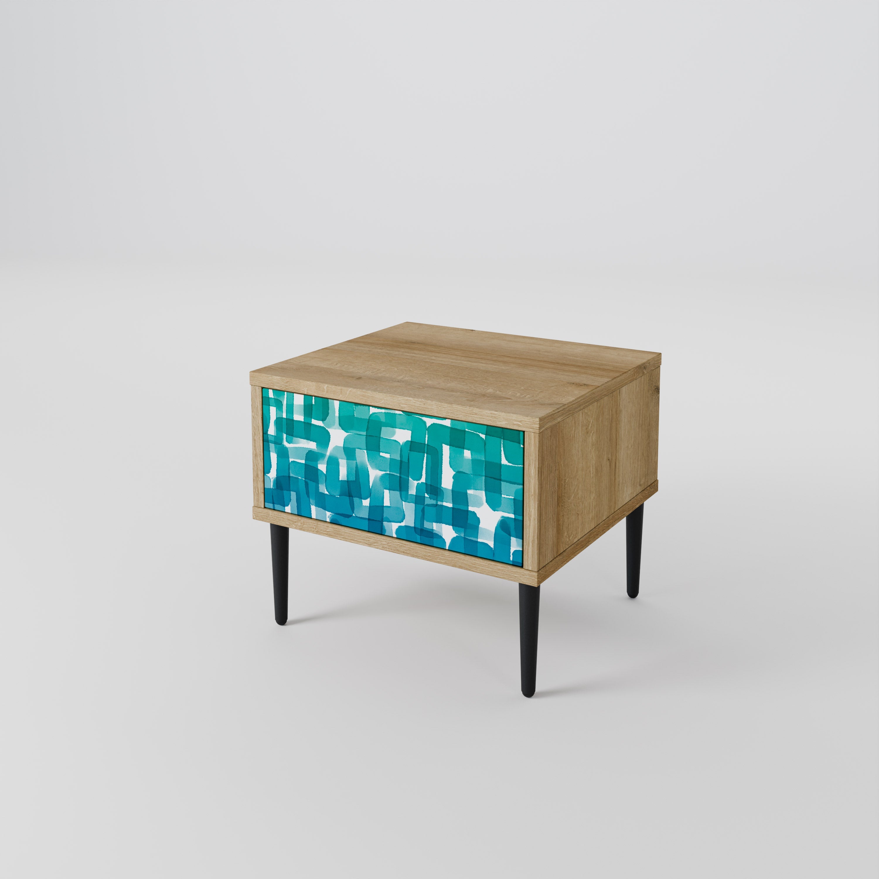 TURQUOISE RECTANGLES Nachttisch in Eichenoptik