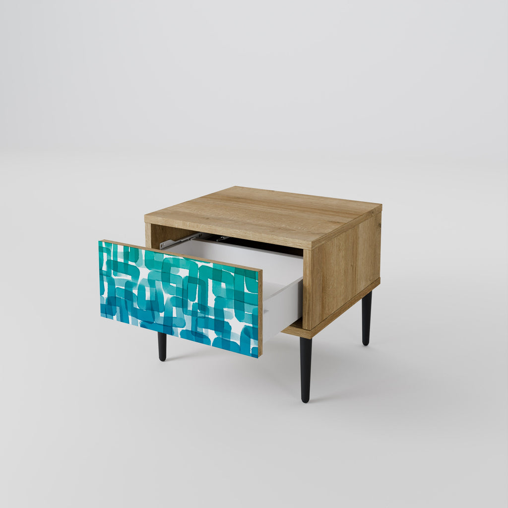 TURQUOISE RECTANGLES Nachttisch in Eichenoptik
