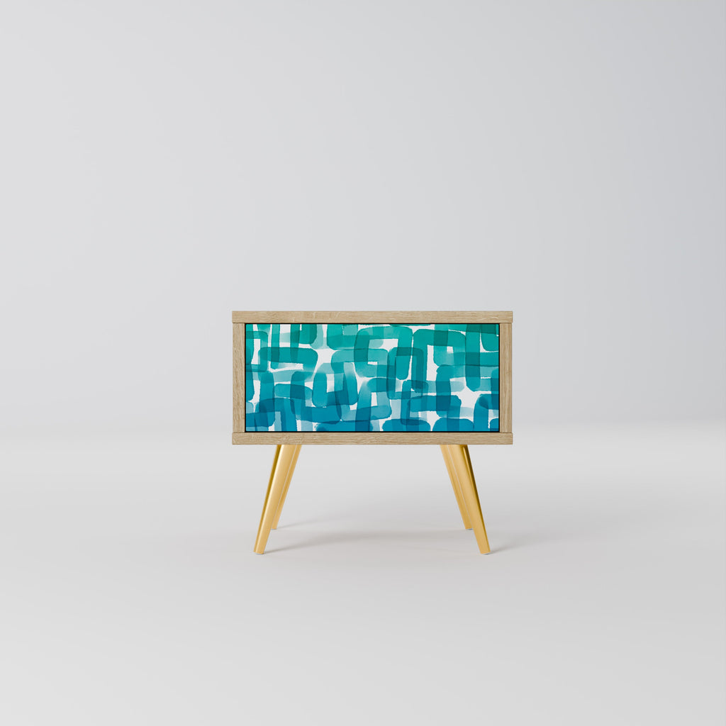 TURQUOISE RECTANGLES Nachttisch in Eichenoptik