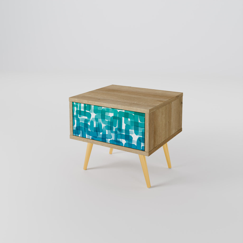 TURQUOISE RECTANGLES Nachttisch in Eichenoptik