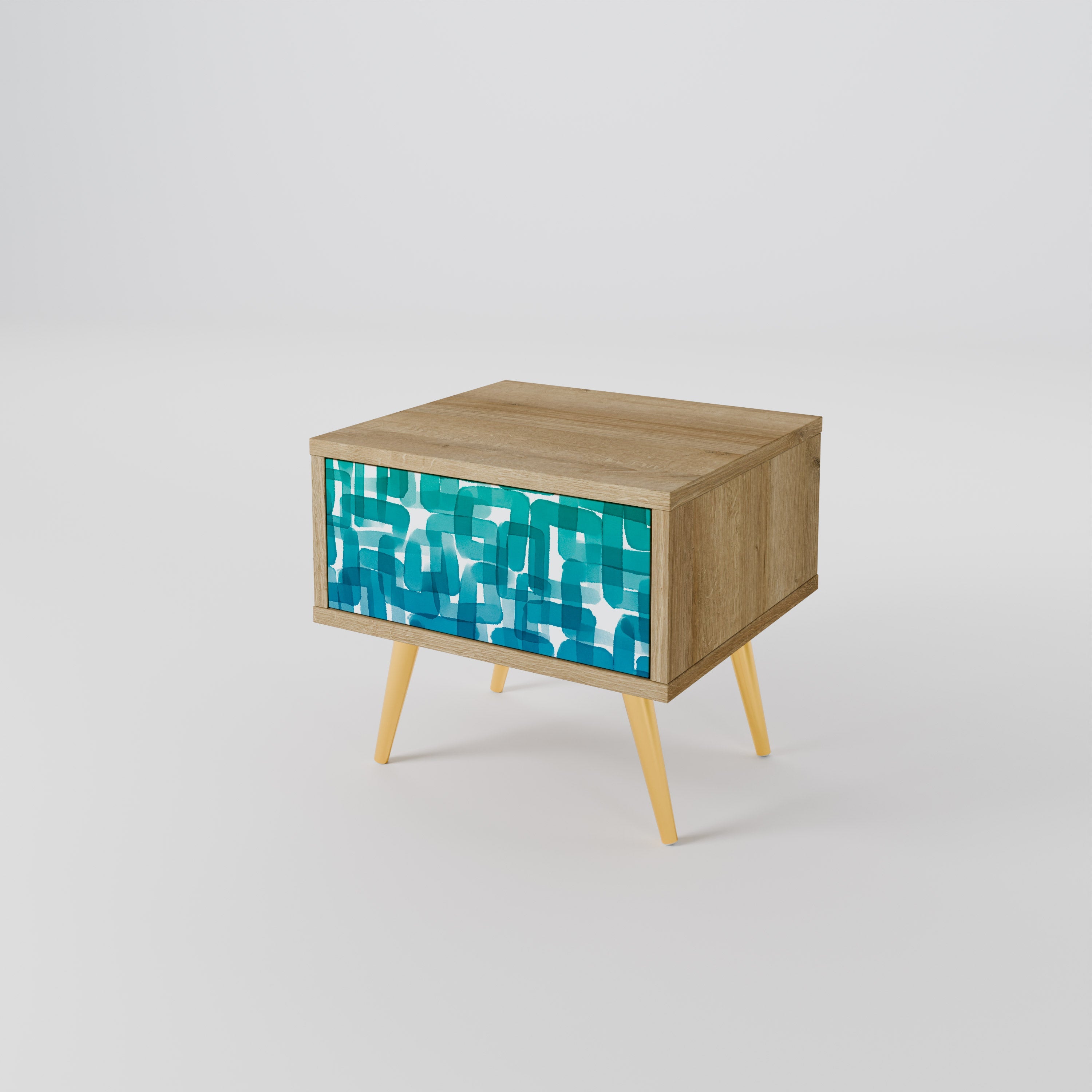 TURQUOISE RECTANGLES Nachttisch in Eichenoptik