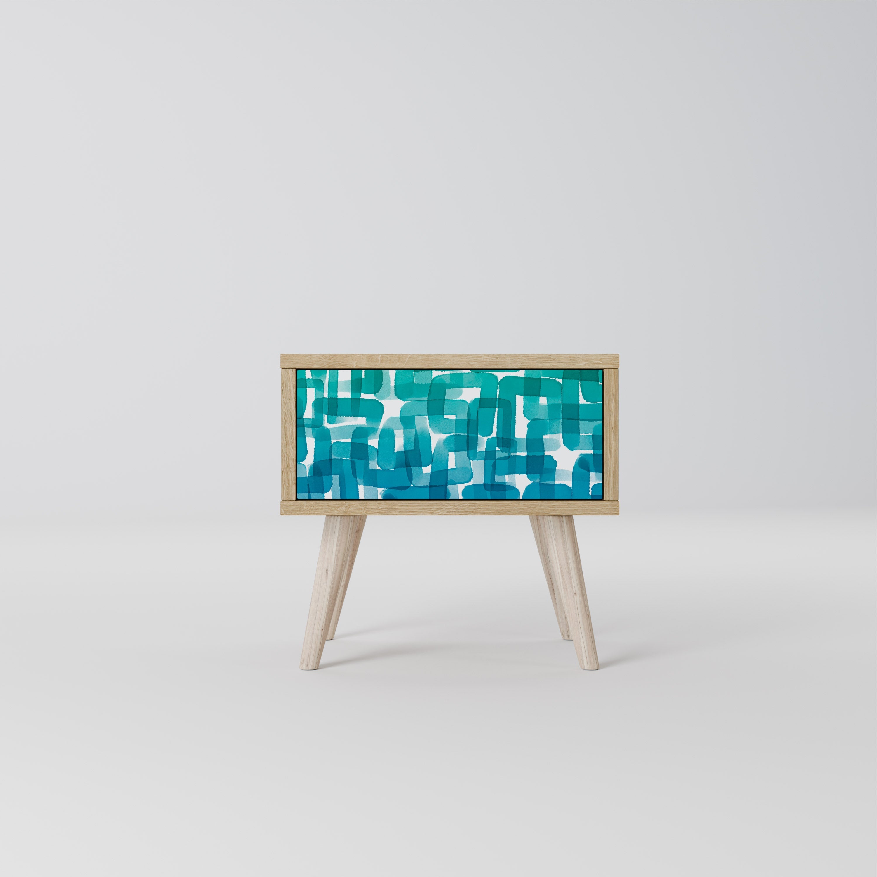 TURQUOISE RECTANGLES Nachttisch in Eichenoptik