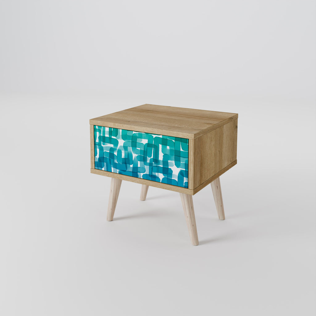 TURQUOISE RECTANGLES Nachttisch in Eichenoptik