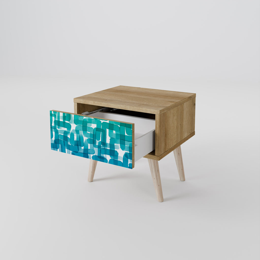 TURQUOISE RECTANGLES Nachttisch in Eichenoptik