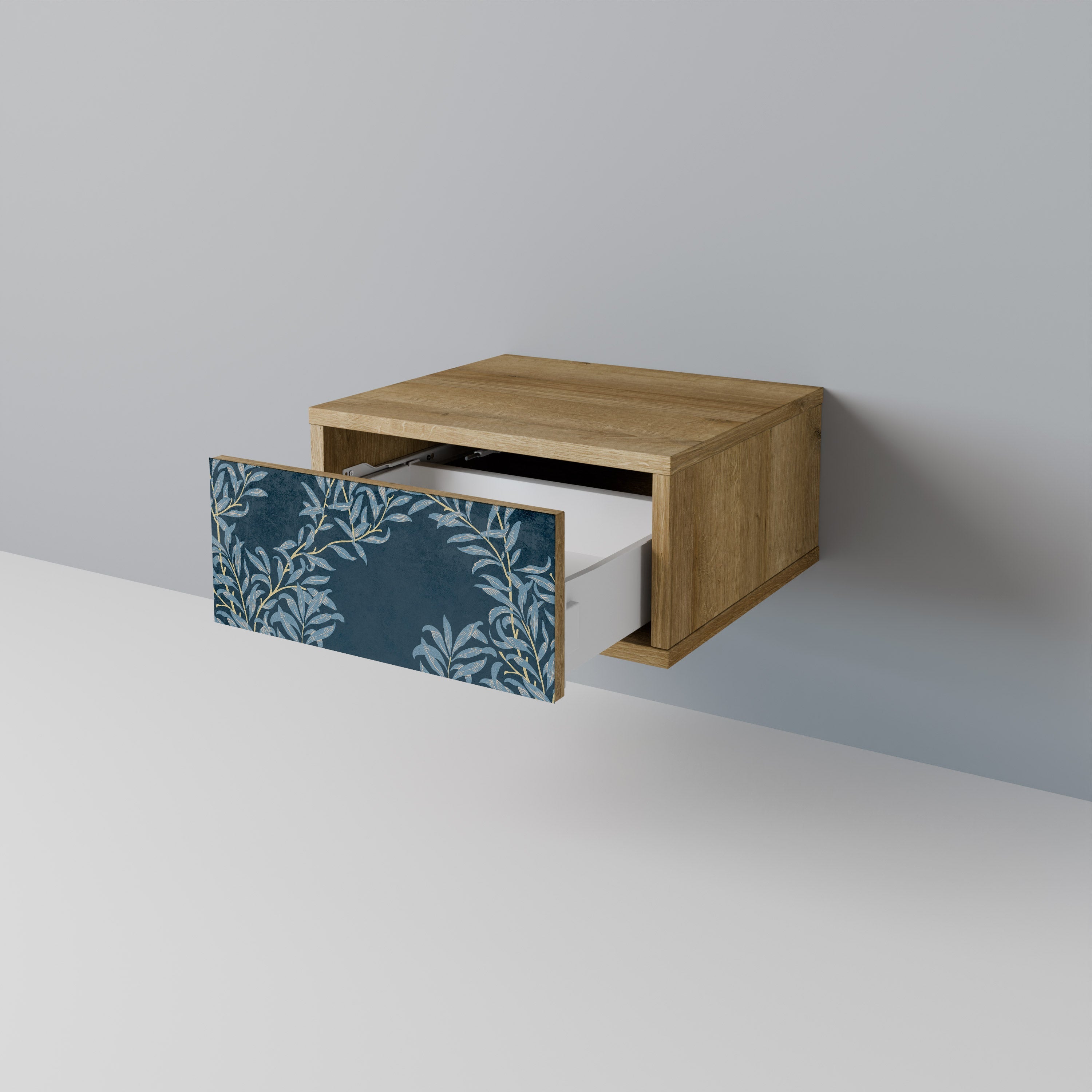BLUE LEAVES Nachttisch in Eichenoptik
