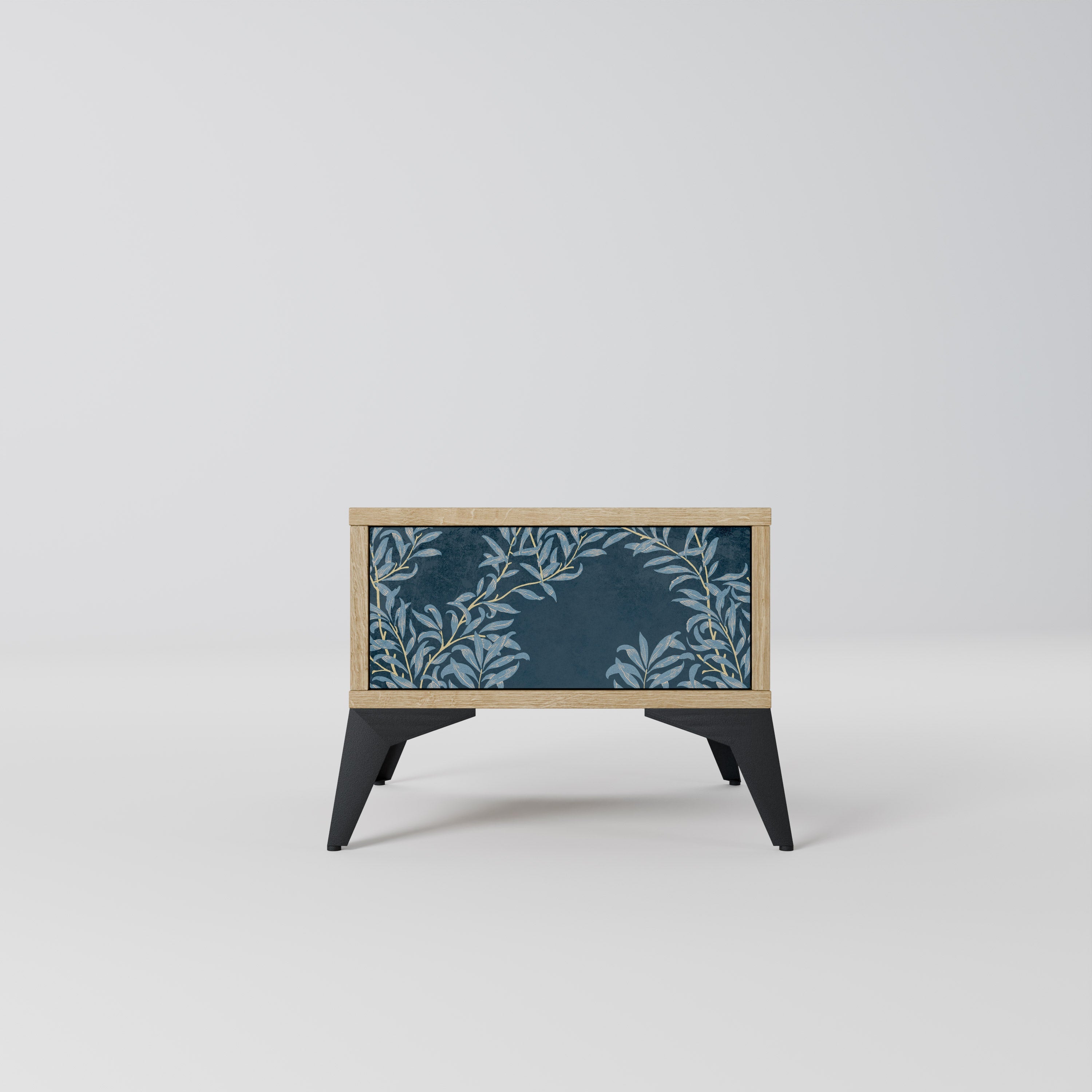 BLUE LEAVES Nachttisch in Eichenoptik